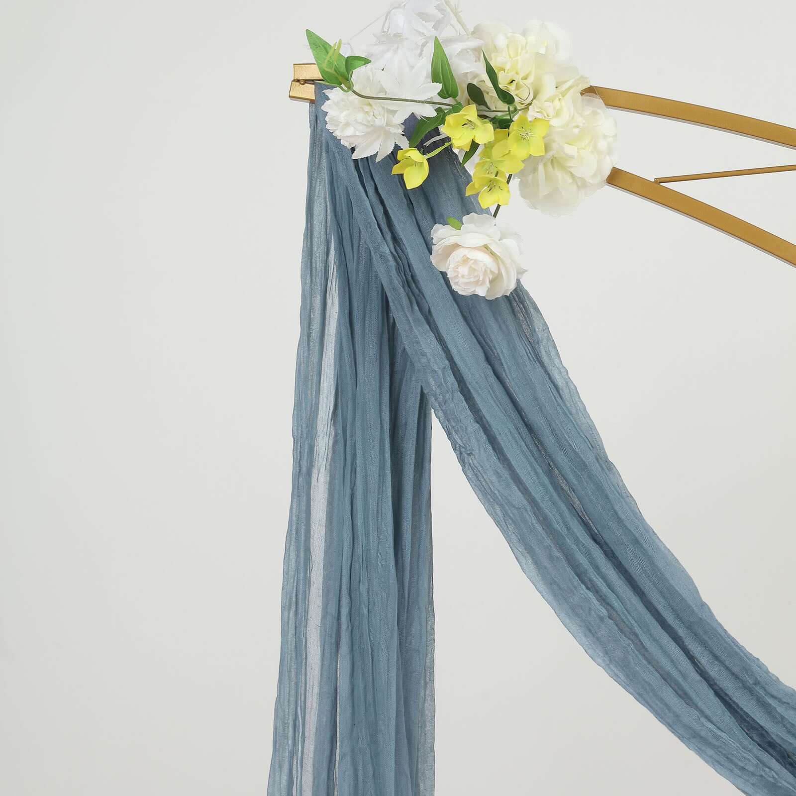 20ft Dusty Blue Gauze Cheesecloth Fabric Wedding Arch Drapery, Window Scarf Valance, Boho Decor Arbor Curtain Panel