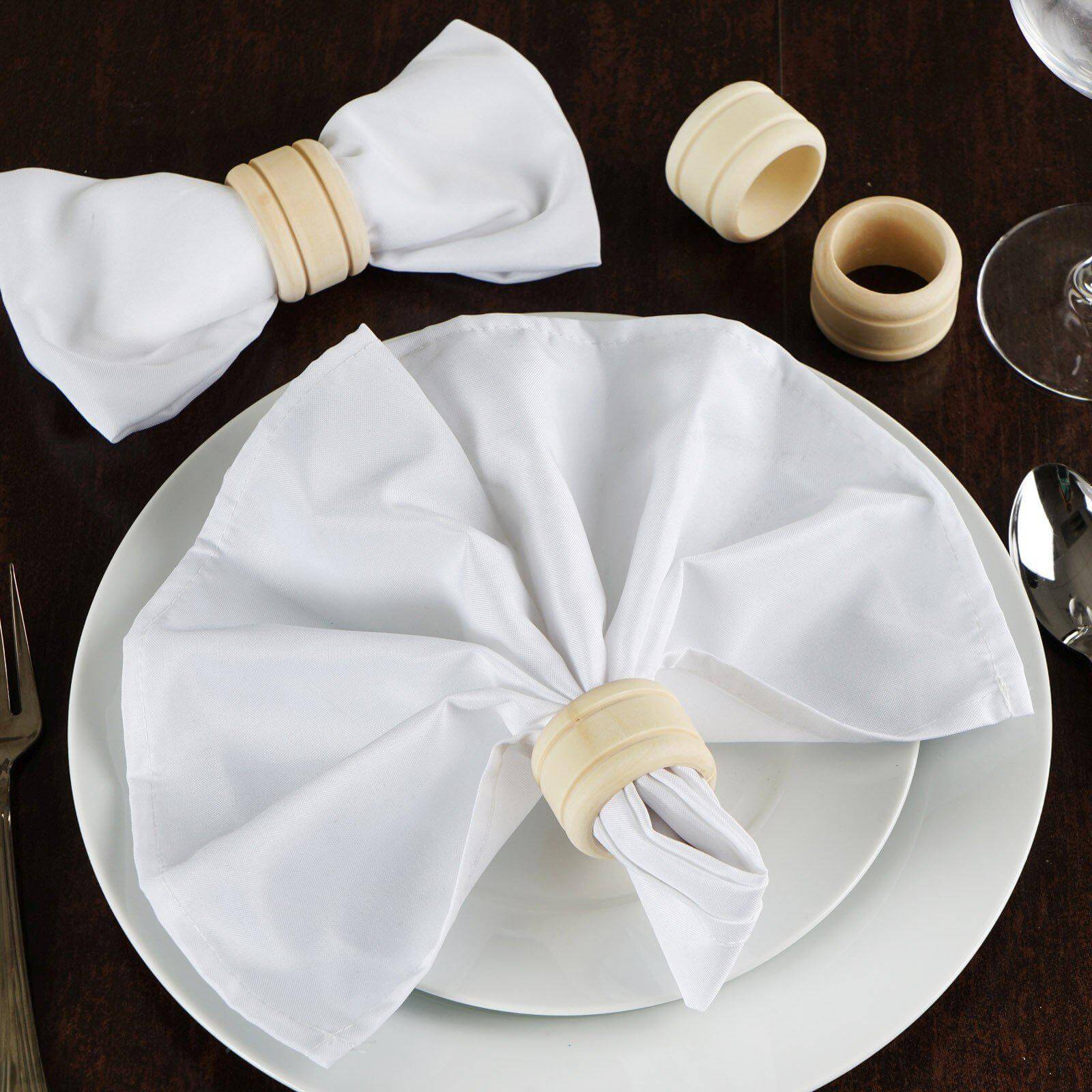 4 Pack Eco Friendly Natural Wooden Napkin Holder Rings, Disposable
