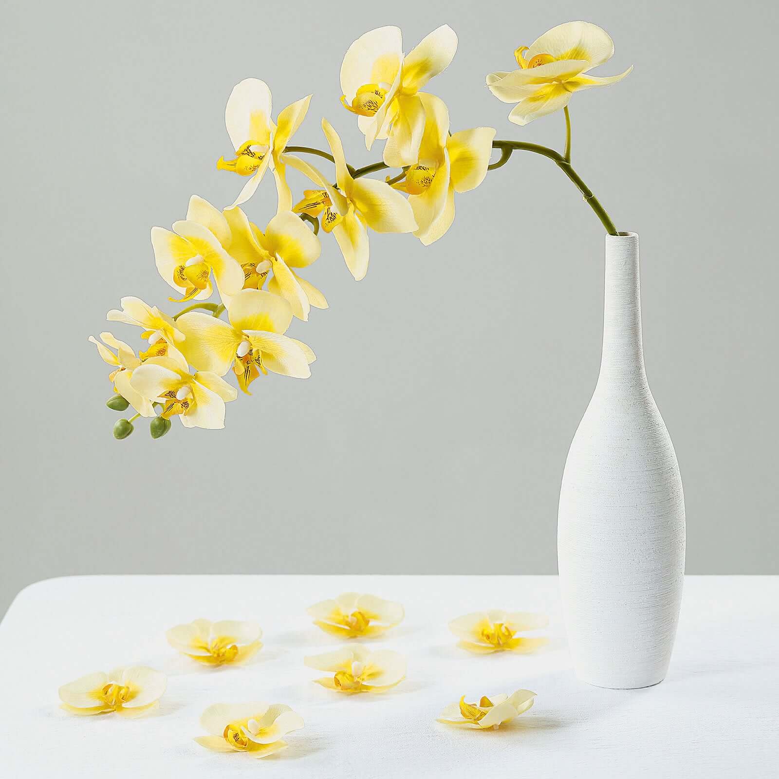 20 Silk Artificial Orchids Flower Heads Yellow - Versatile Floral Accents for DIY Floral Arrangements Corsages & Event Decor 4"