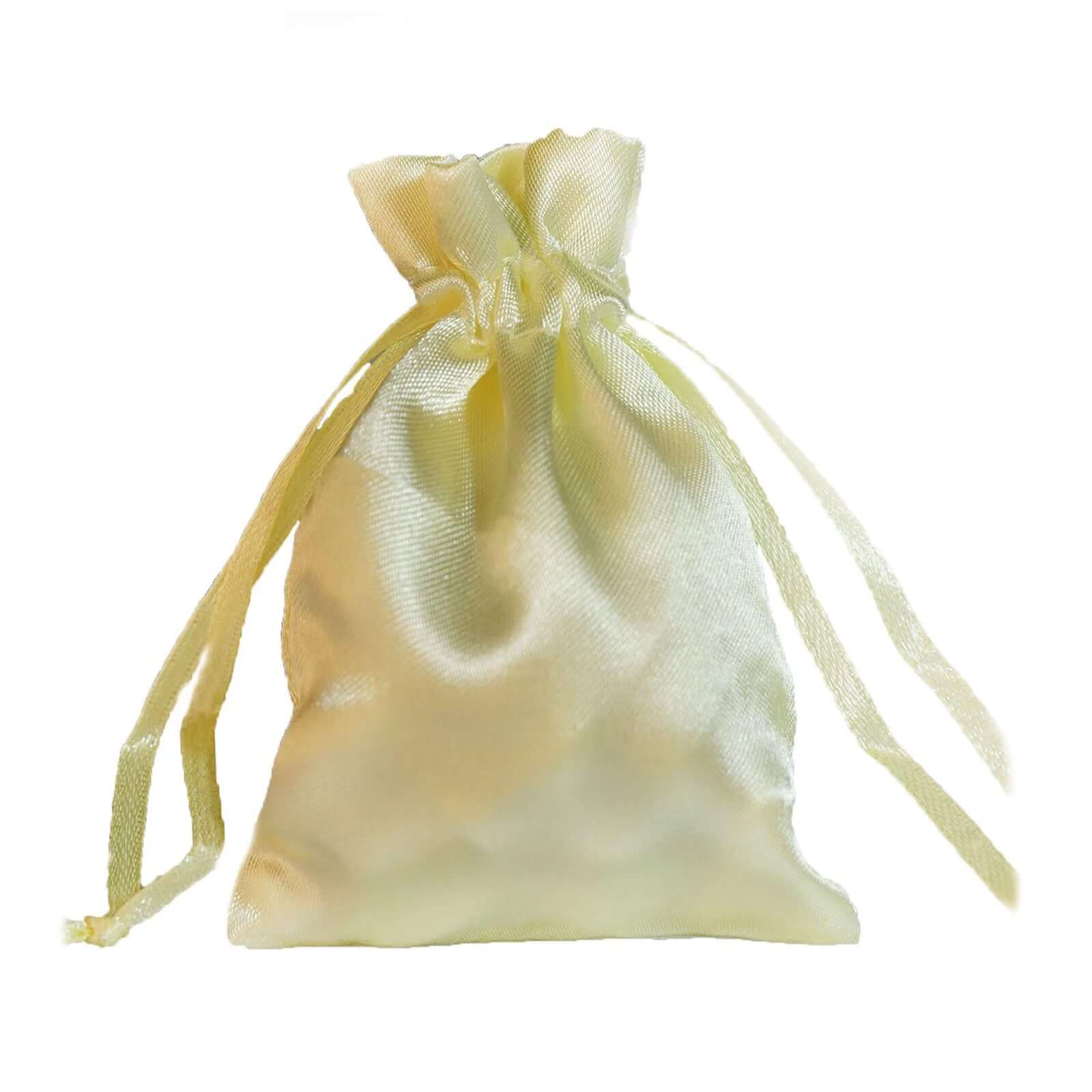 12 Pack 3" Yellow Satin Drawstring Wedding Party Favor Gift Bags