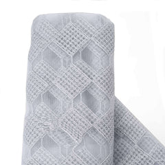 54"x4 Yards Silver White Buffalo Plaid Polyester Fabric Roll, Checkered Netting DIY Craft Fabric Bolt