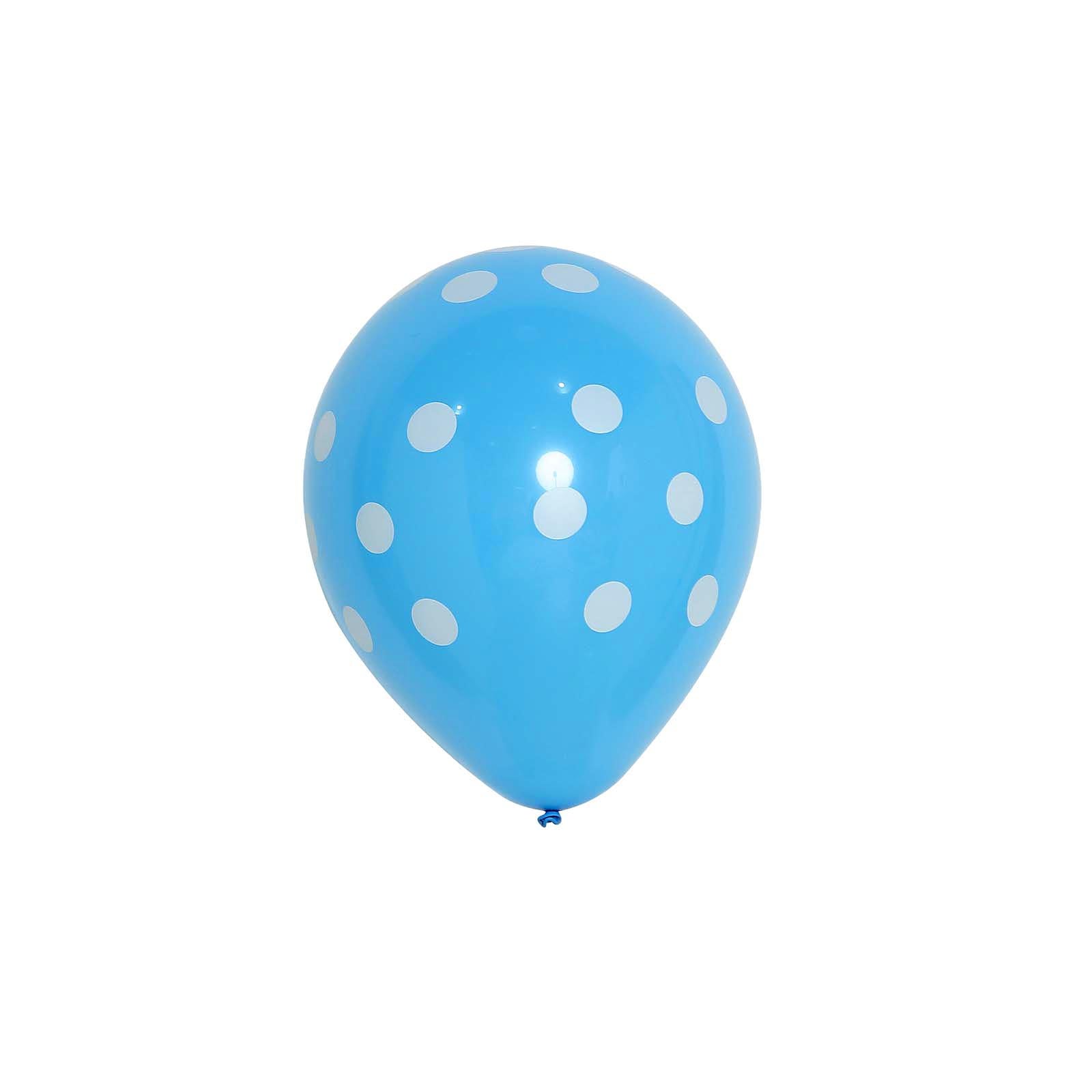 25 Pack 12" Blue and White Fun Polka Dot Latex Party Balloons