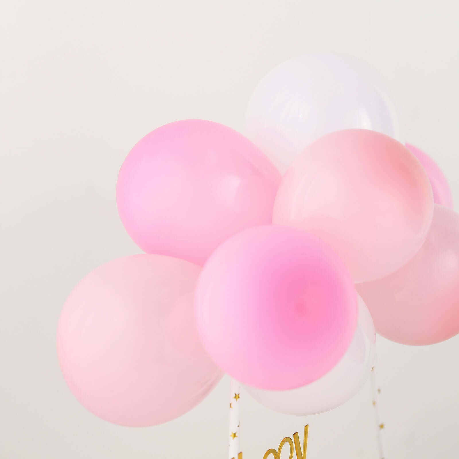 11 Pcs Balloon Cake Topper Blush, Pink and White - Whimsical Clustered Mini Garland Cake Inserts DIY Party Decorations