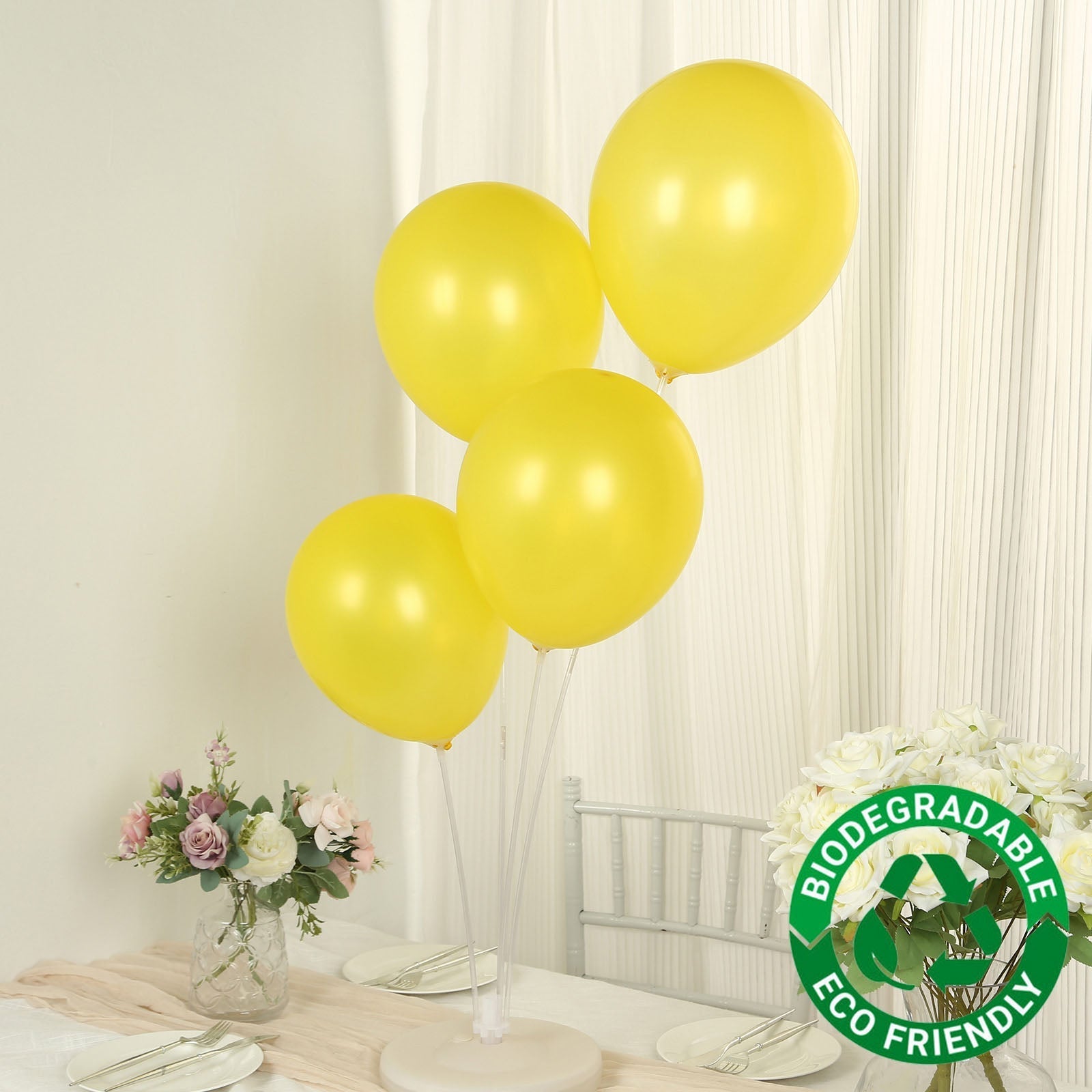 50 Pack Yellow Biodegradable Balloons, 12" Thickened Extra Strong Eco-friendly Latex Helium Party Balloons