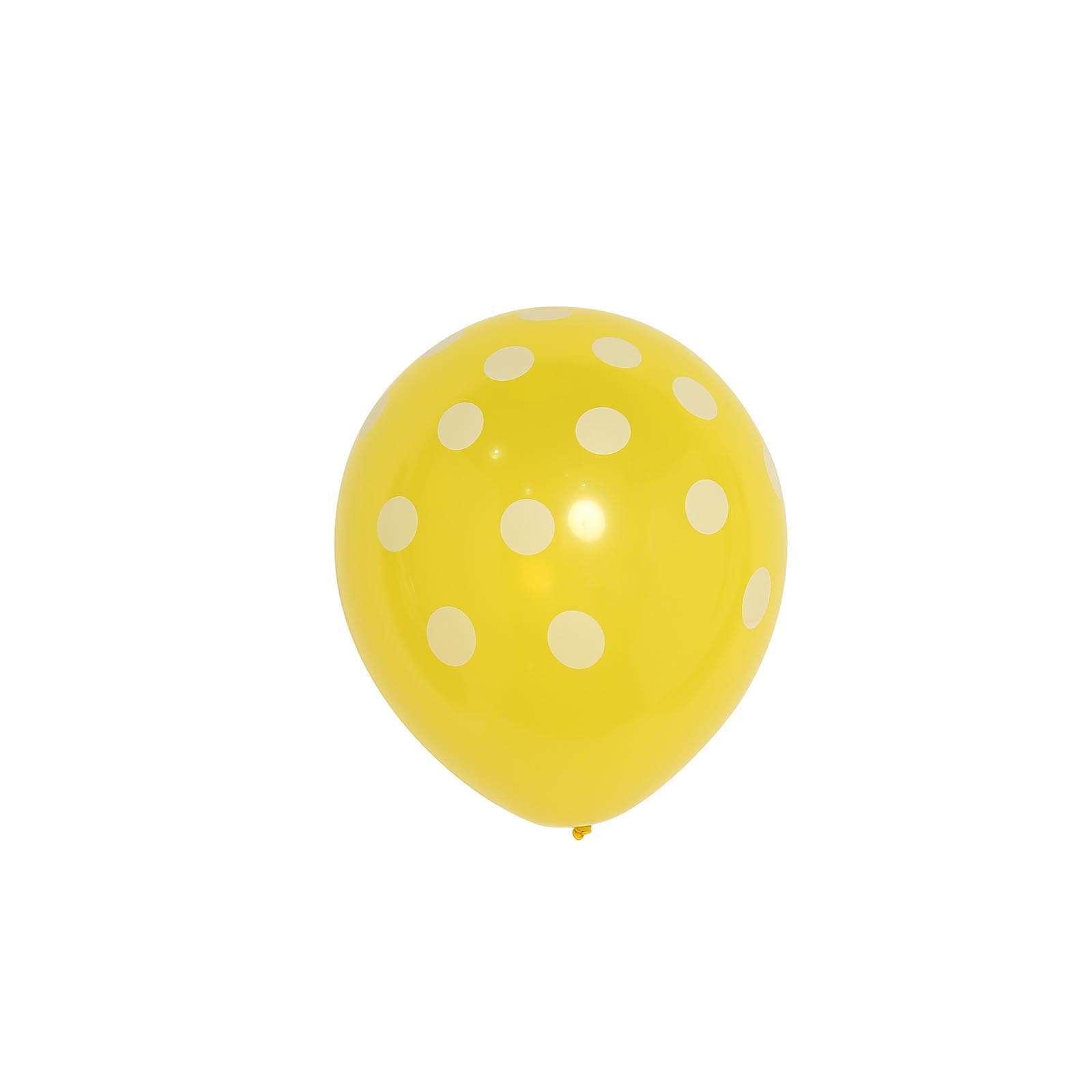25 Pack 12" Yellow and White Fun Polka Dot Latex Party Balloons