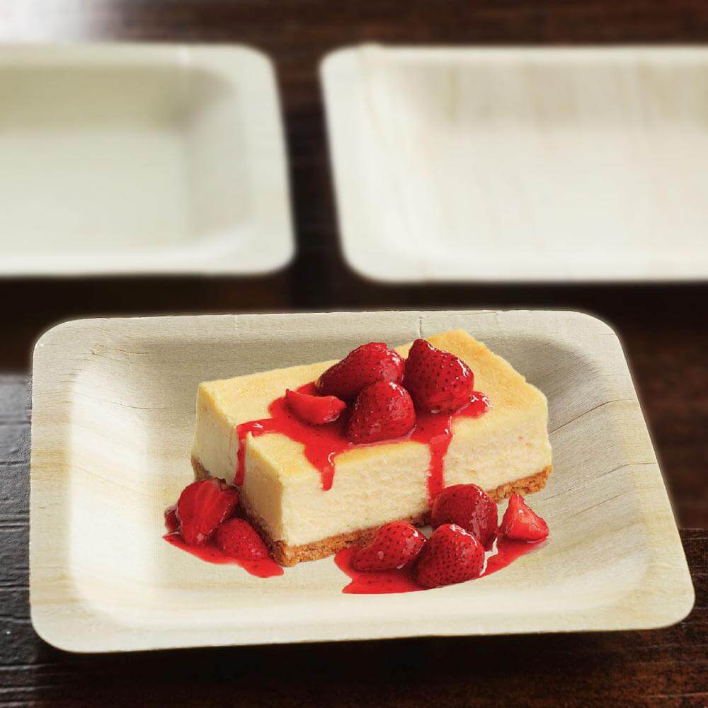 25-Pack Birchwood 4"x5" Rectangle Dessert Plates - Natural Eco Friendly Wooden Disposable Plates for Farmhouse-Style Events, Parties & Gatherings