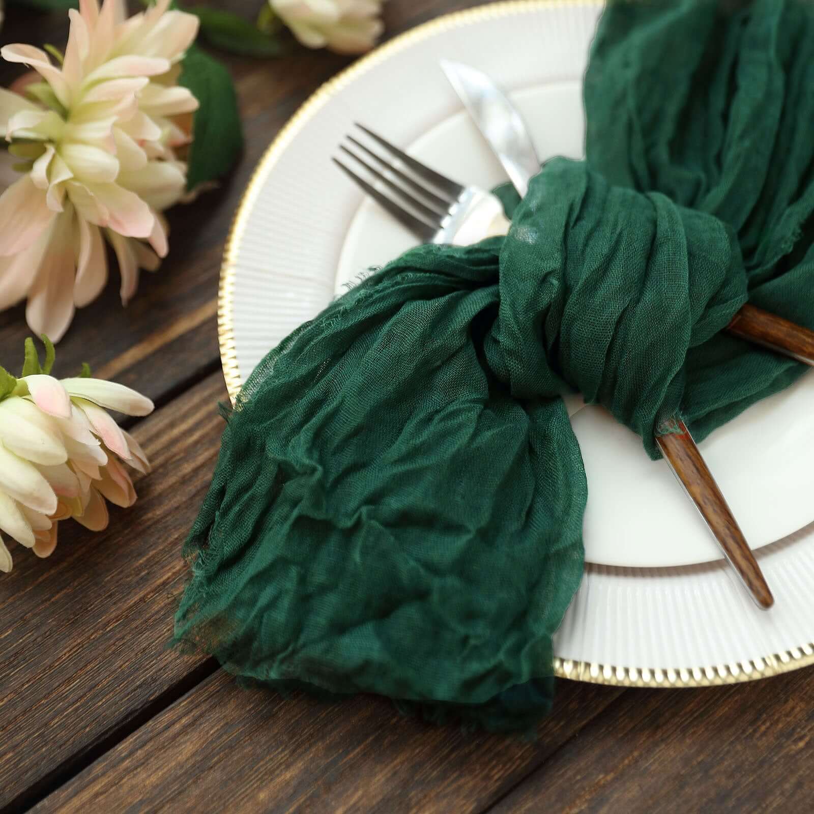 5 Pack Gauze Cheesecloth 24"x19" Napkins Hunter Emerald Green Reusable Dinner Napkins