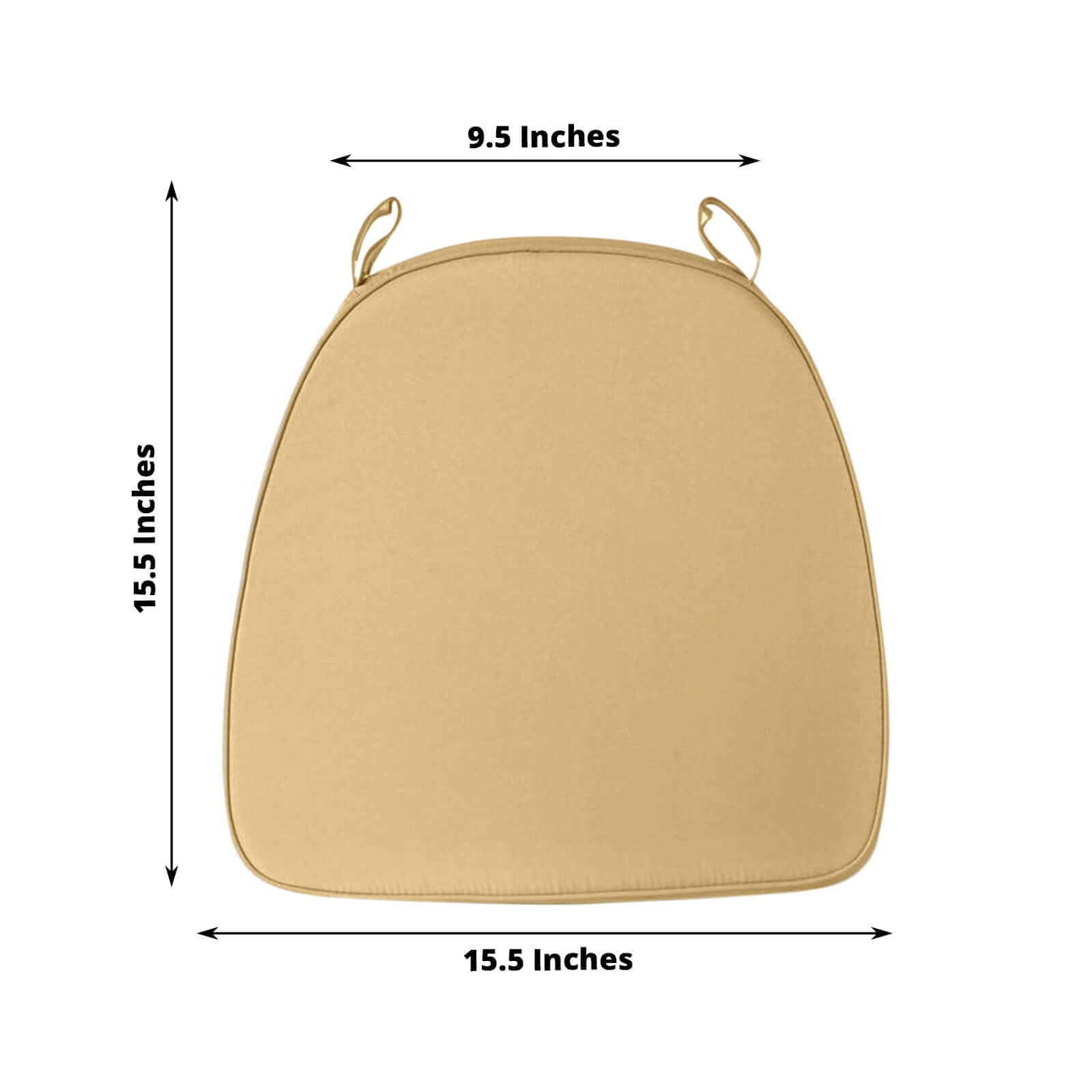 Chiavari Chair Cushion with 1.5" Thick Memory Foam and Ties Champagne - Stylish Removable Cover for Comfort