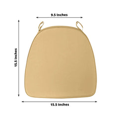 Chiavari Chair Cushion with 1.5" Thick Memory Foam and Ties Champagne - Stylish Removable Cover for Comfort