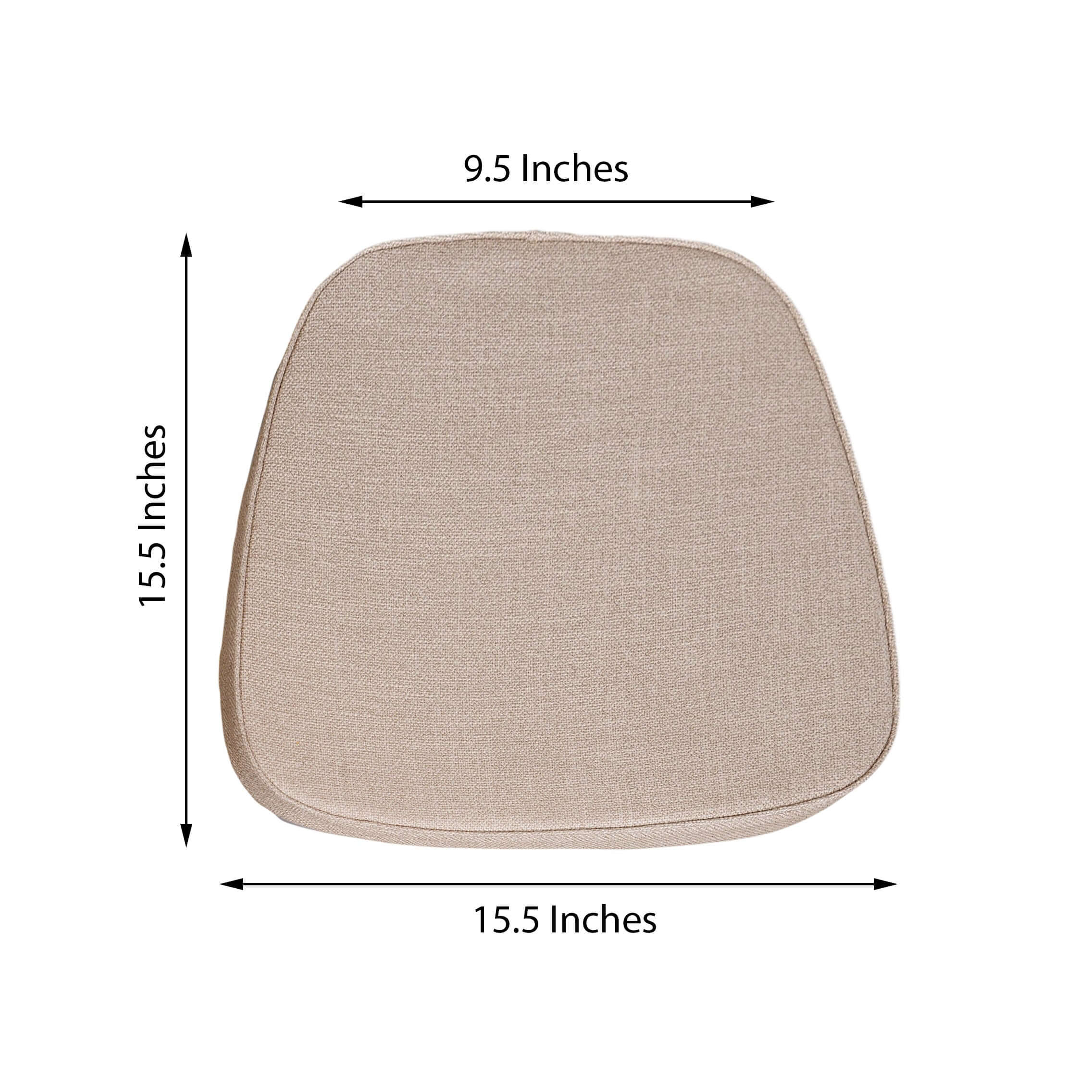 Natural Burlap Chair Cushion with Soft 2" Thick Pad and Ties - Rustic Removable Cover for Chiavari Chairs
