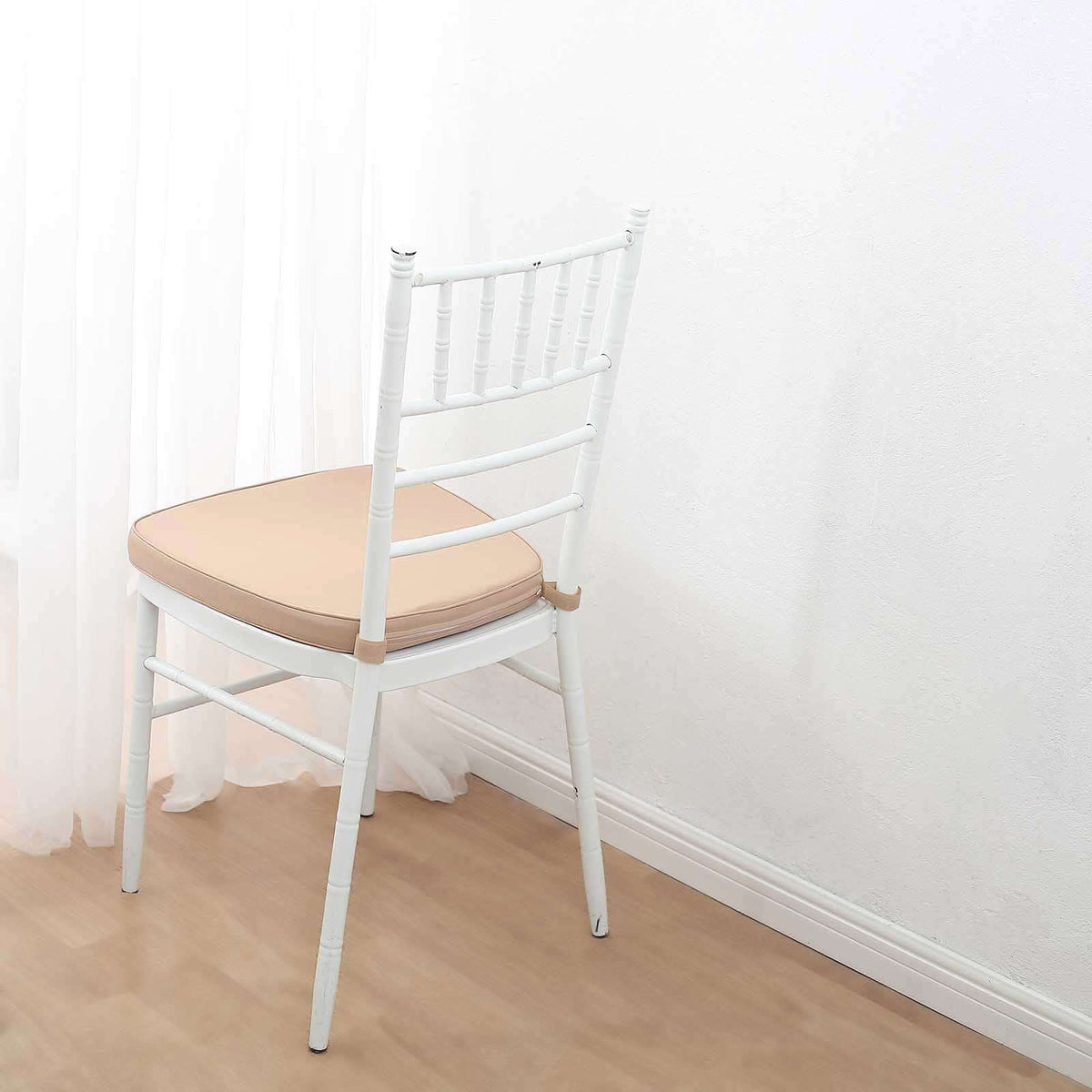 Chiavari Chair Cushion with 1.5" Thick Memory Foam and Ties Nude - Stylish Removable Cover for Comfort