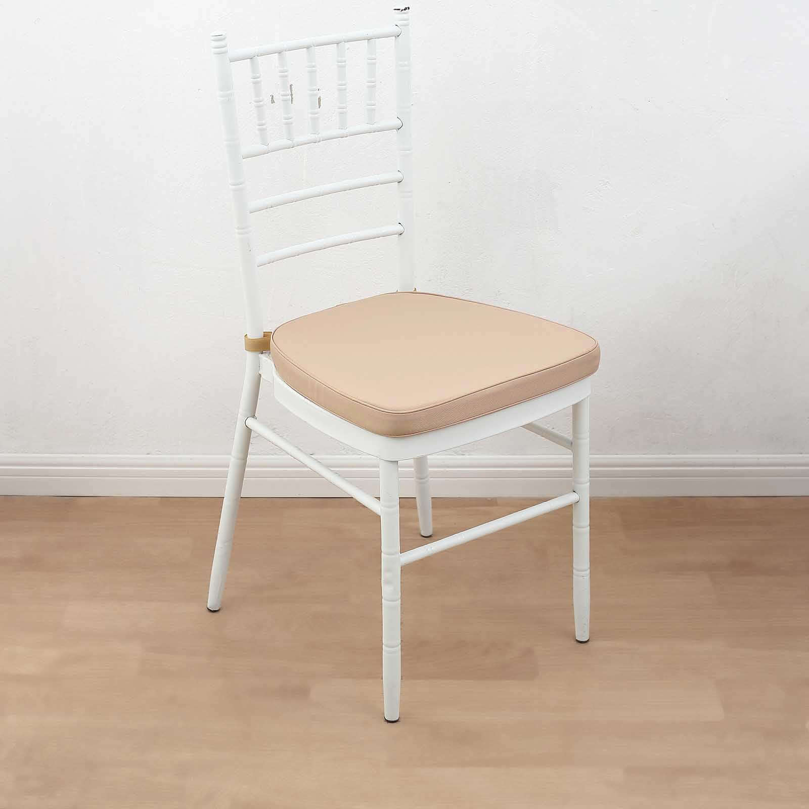 Chiavari Chair Cushion with 1.5" Thick Memory Foam and Ties Nude - Stylish Removable Cover for Comfort