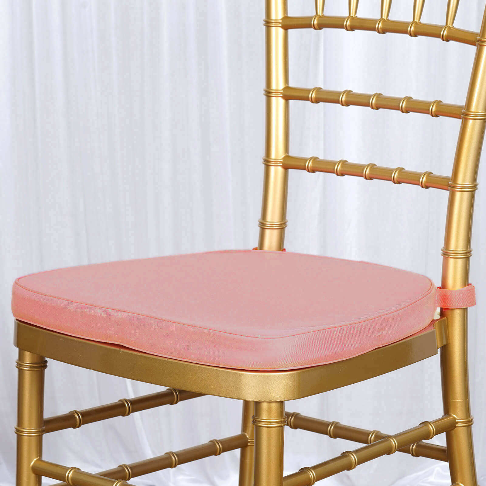 Chiavari Chair Cushion with 1.5" Thick Memory Foam and Ties Dusty Rose - Stylish Removable Cover for Comfort