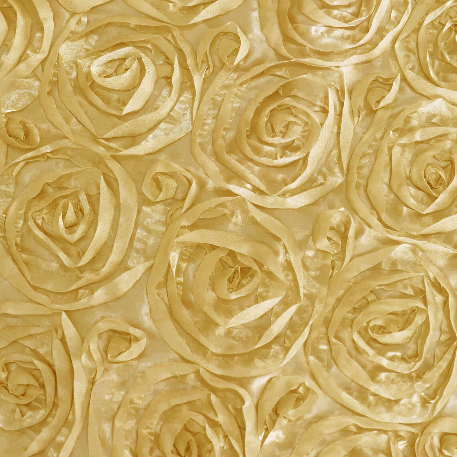 Satin 72"x72" Table Overlay Square Tablecloth Champagne - 3D Rosette Table Cover