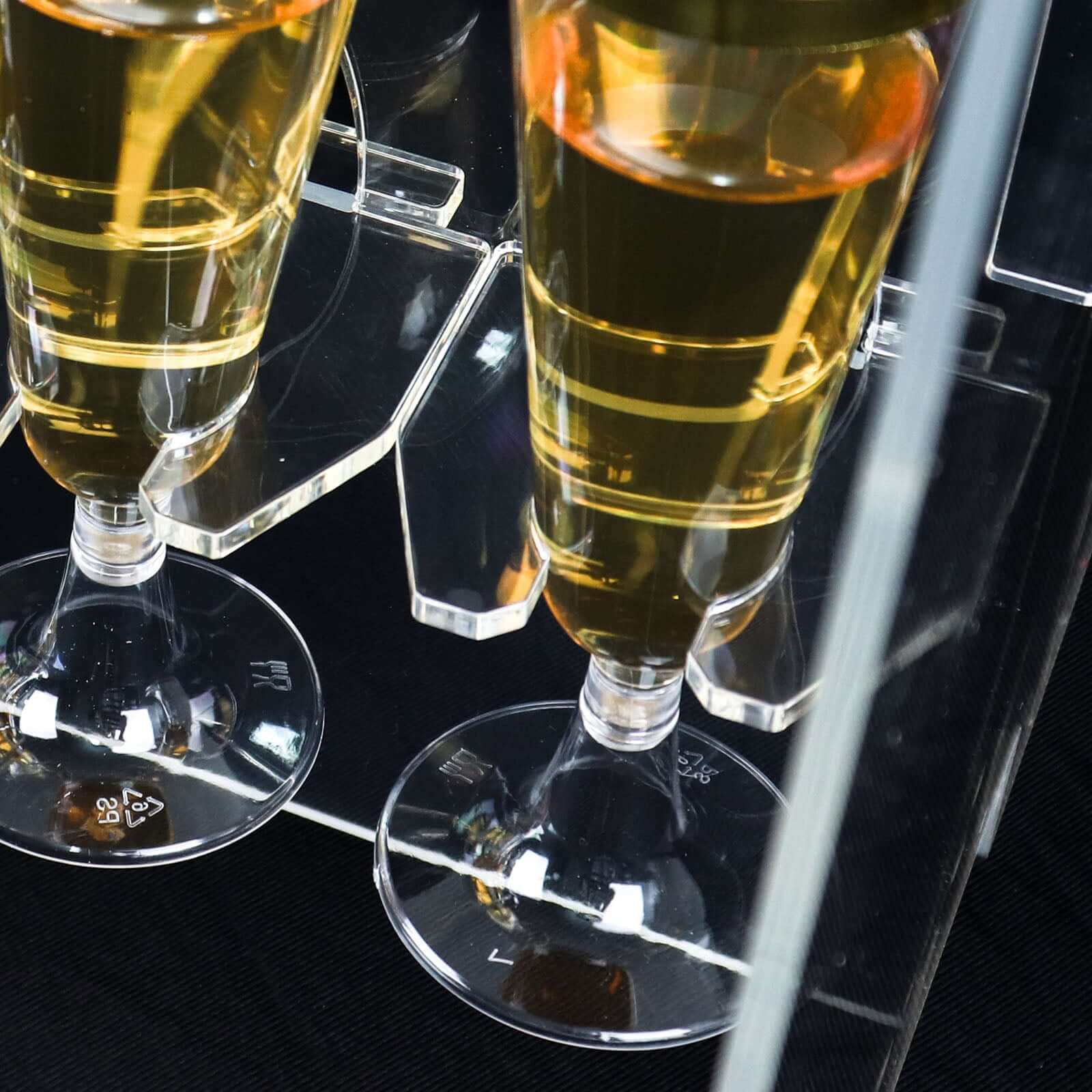 2-Tier Acrylic Champagne Glass Holder Display Stand Table Top Clear - Modern Stemware Rack Cocktail Drink Holder with 18 Hooks for Events & DIY Bars 25"