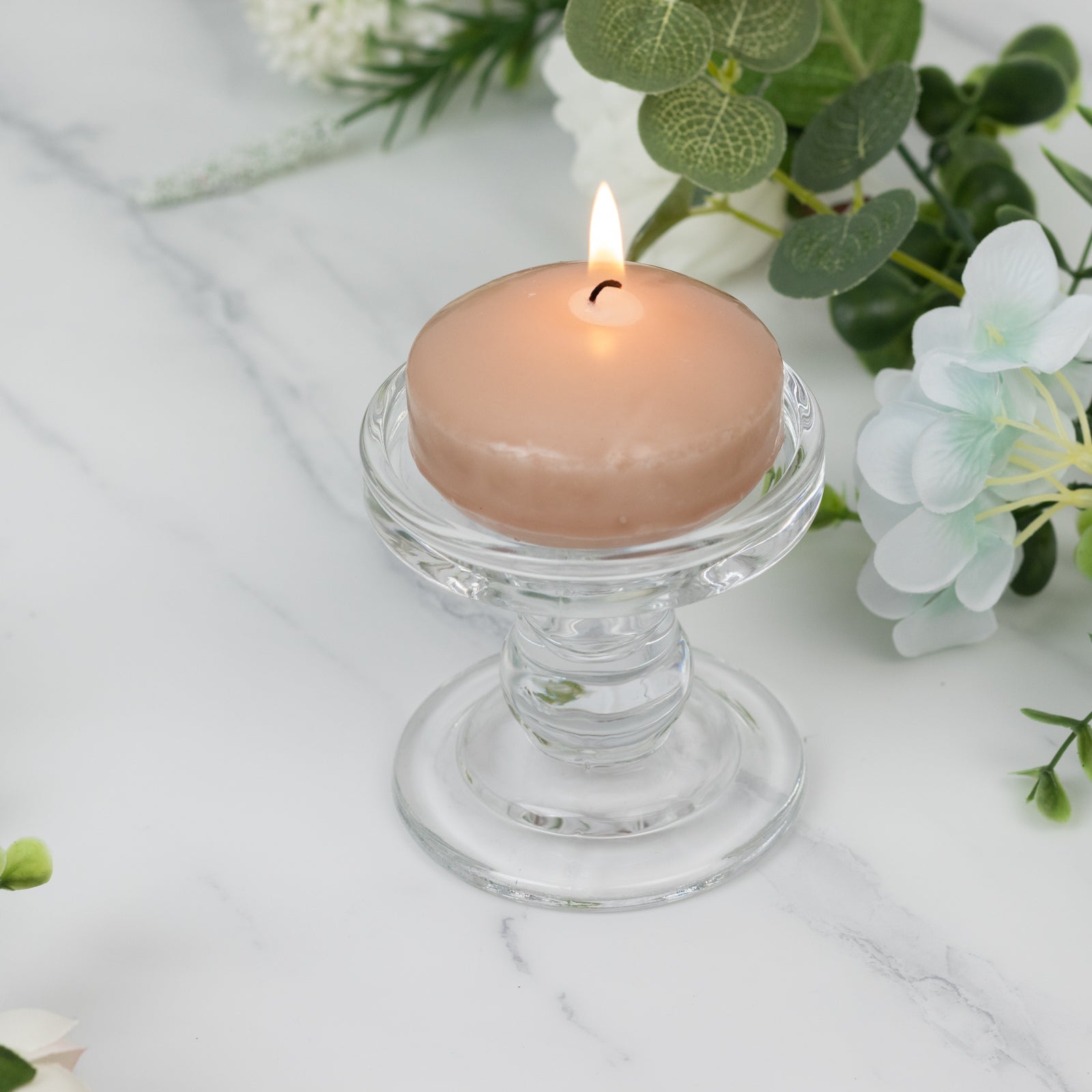 12 Pack 3" Beige Floating Candles, Unscented Dripless Wax Discs for Centerpieces