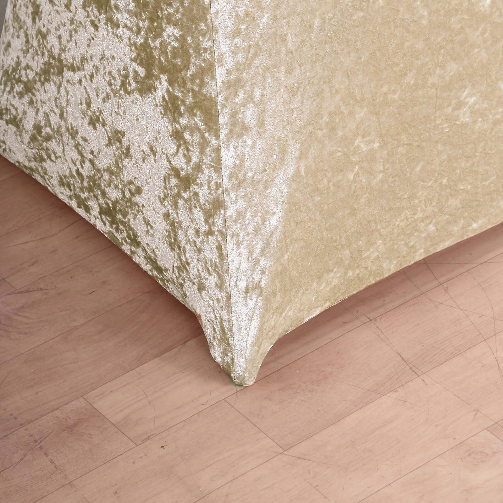 Crushed Velvet Spandex 32" Round Cocktail Table Cover Beige Smooth Highboy Tablecloth