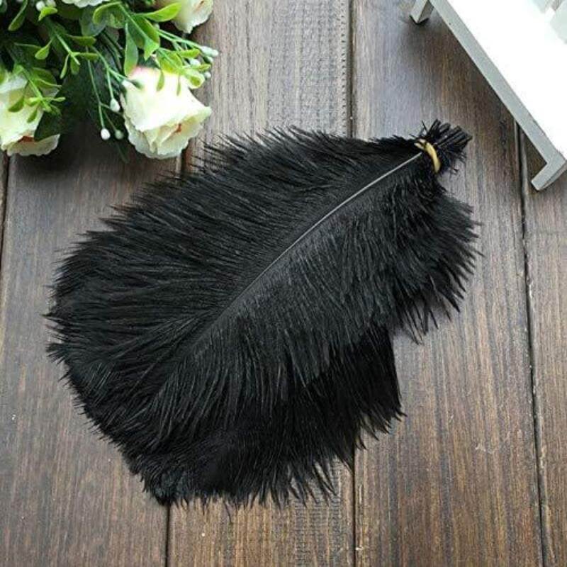12 Pack 13"-15" Black Natural Plume Real Ostrich Feathers, DIY Centerpiece Fillers