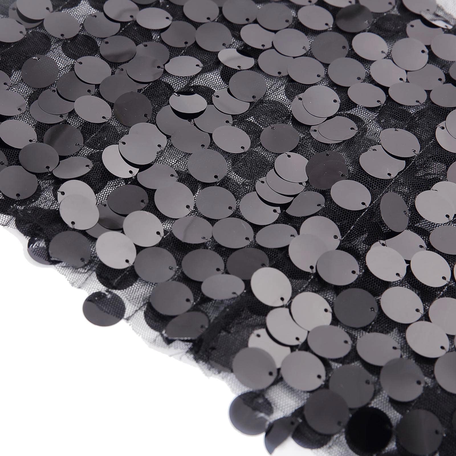 5 Pack Big Payette Sequin 13"x10" Chair Sash Bands Black - Stylish Glittering Decor for Weddings & Gatherings