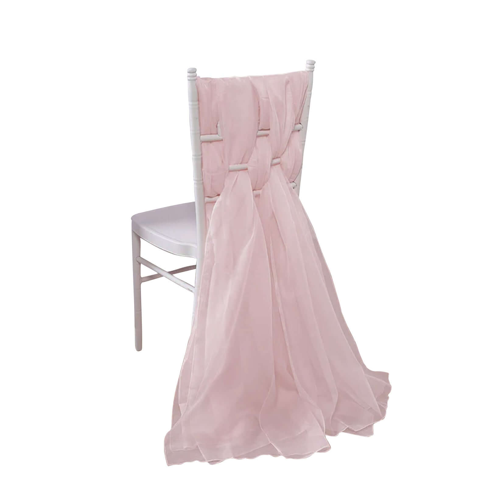 5 Pack Premium Chiffon Chair Sashes Blush - Soft & Lightweight Designer Chair Bows 22"x78"
