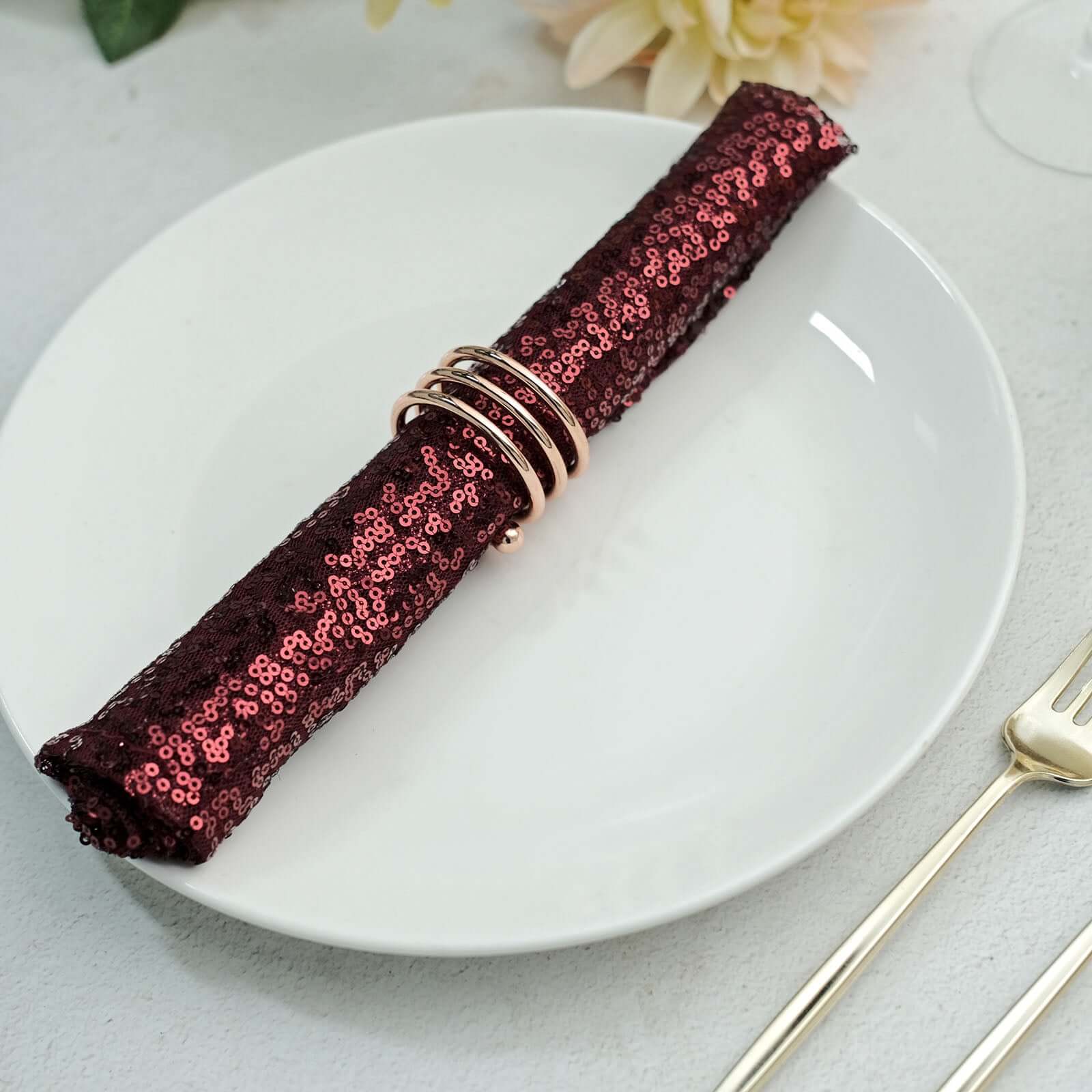 Sequin 20"x20" Napkin Burgundy - Shimmering Dinner Napkin