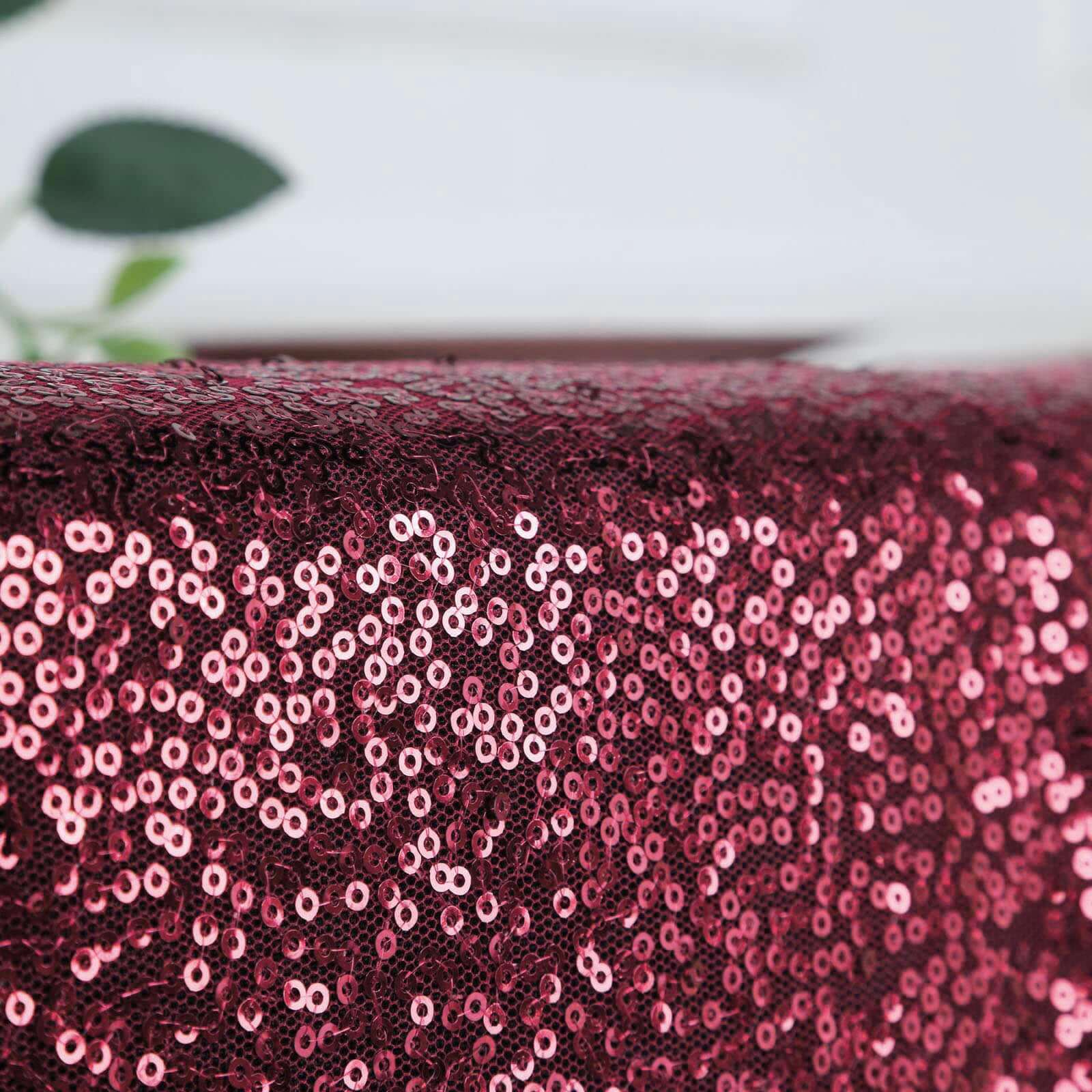 Sequin 60"x60" Table Overlay Square Tablecloth Burgundy - Luxe Wedding Table Topper