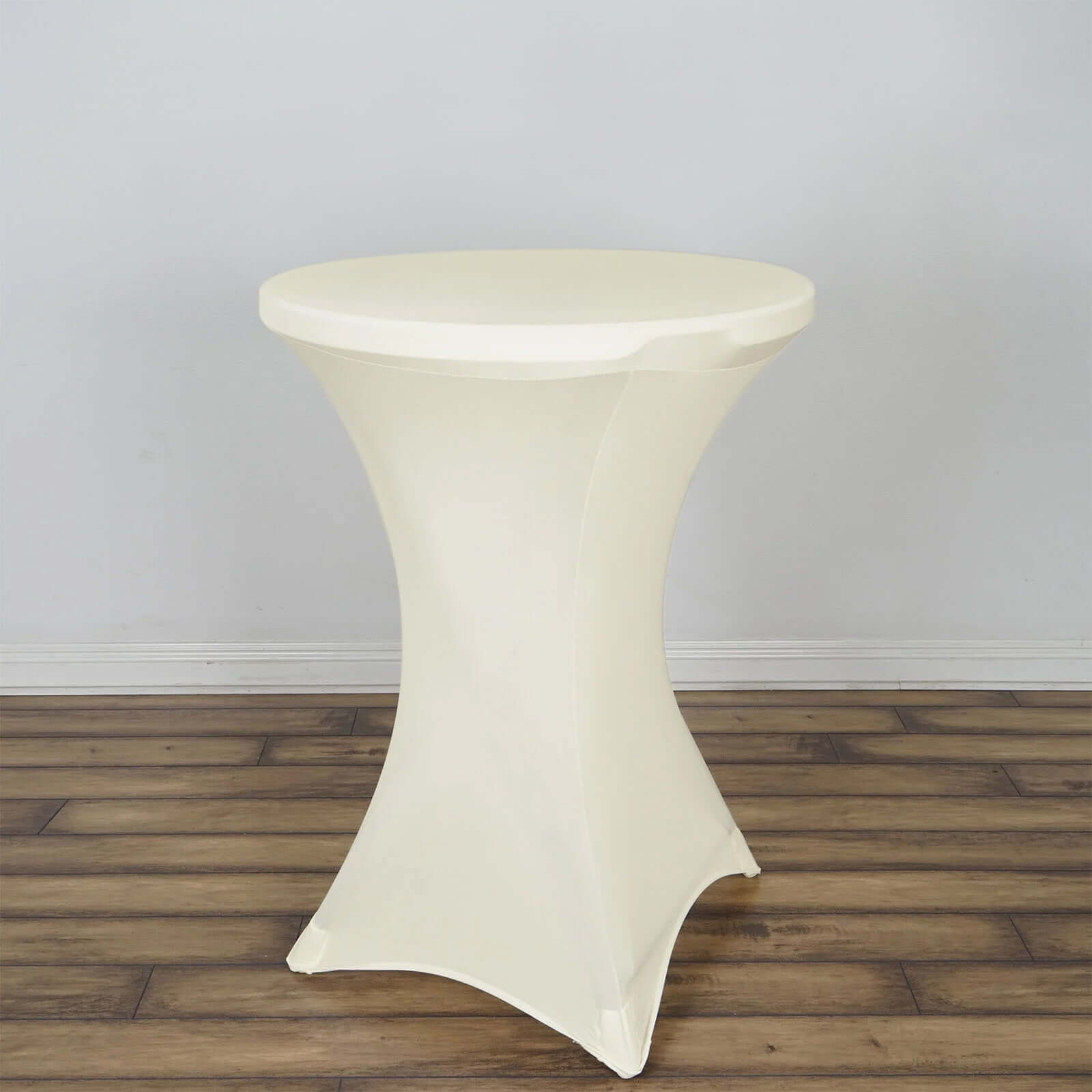 Spandex 24"-32" Round Cocktail Table Cover Ivory - Easy to Maintain Stretch Fitted Highboy Tablecloth