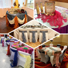 Chiffon Chair Sash with Curly Design Mustard Yellow - Stylish Chair Decorations