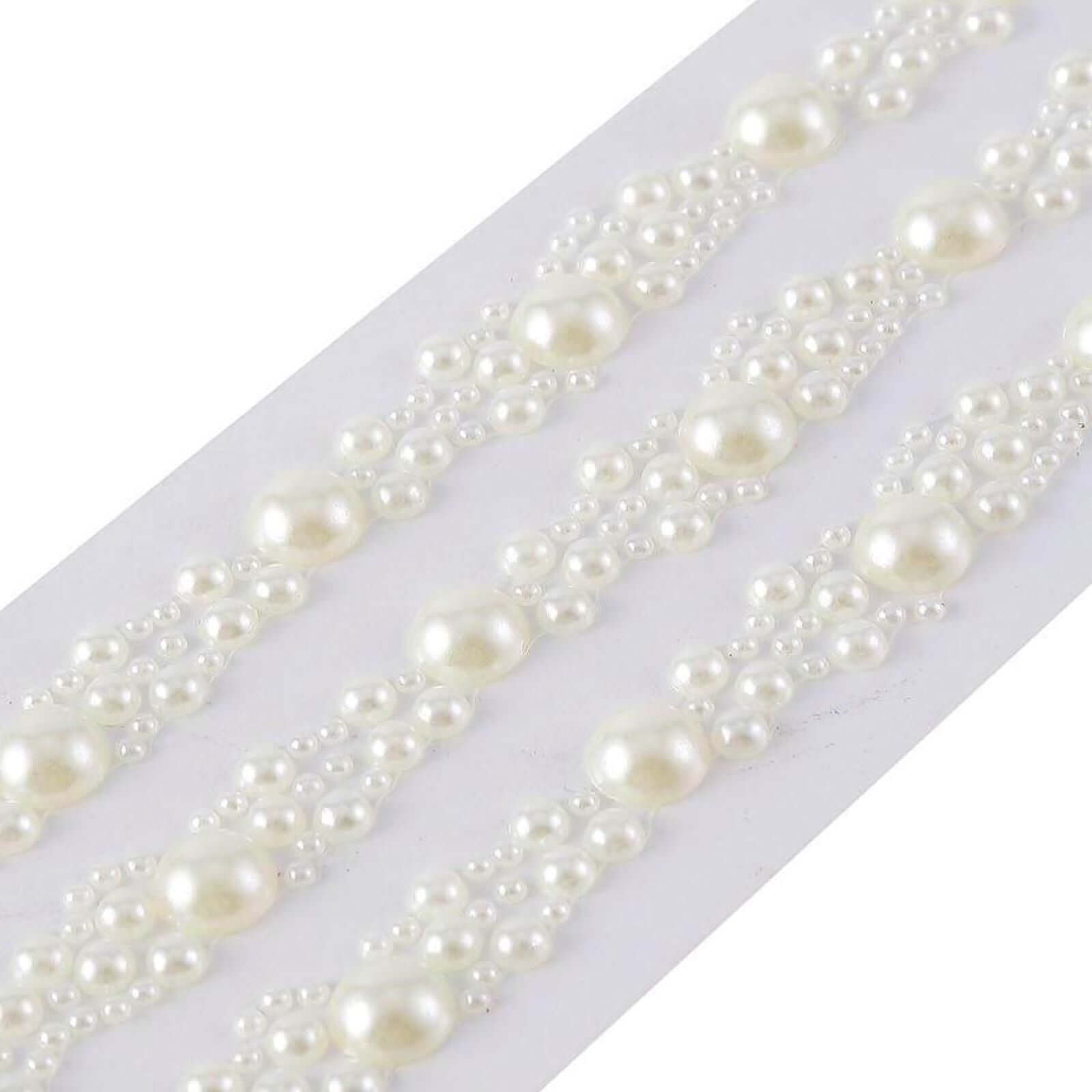 Ivory Self Adhesive Pearl Rhinestone Stickers, DIY Craft Peel and Stick Gem Stickers