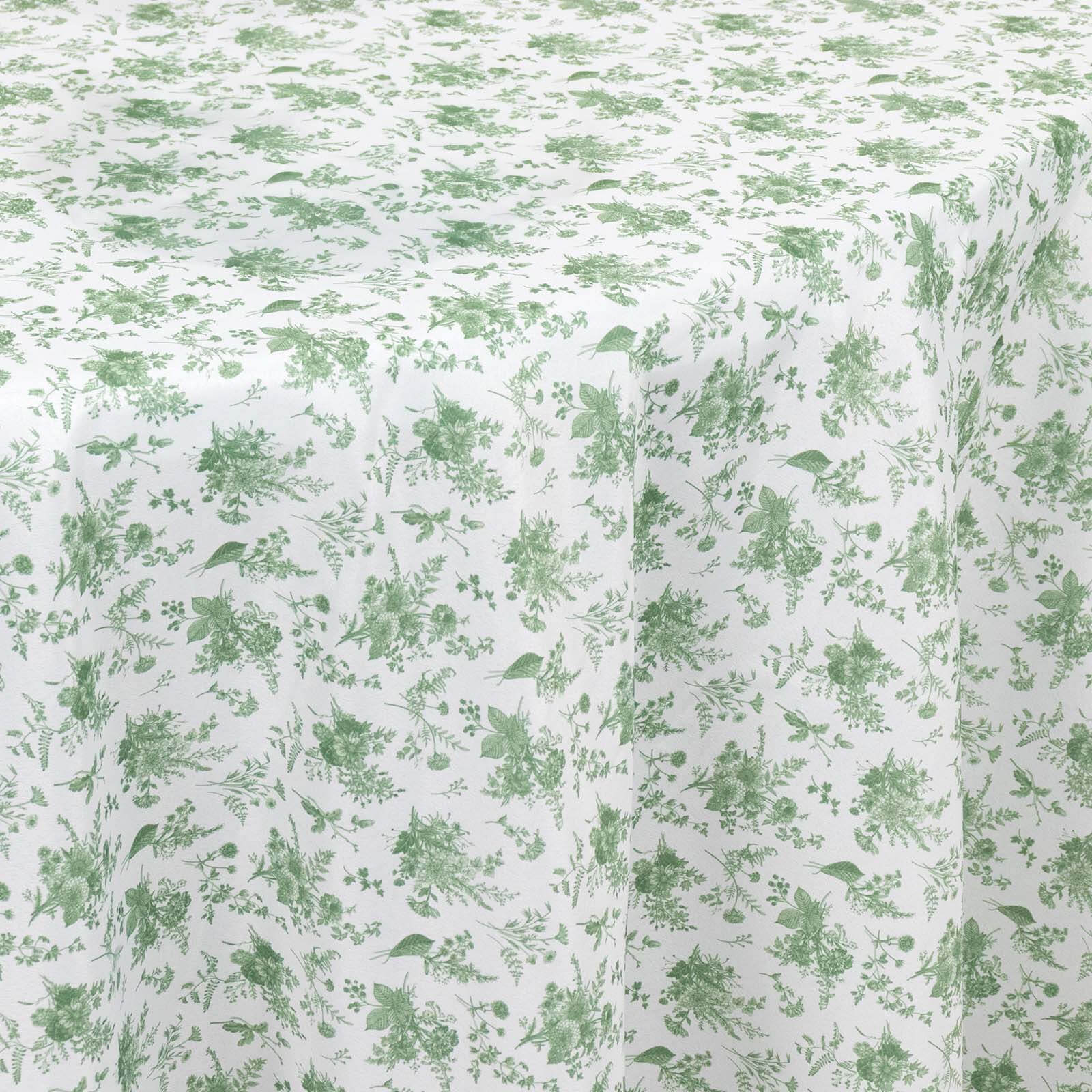 Polyester 120" Round Tablecloth Dusty Sage Green French Toile Pattern Seamless Table Cover for Upscale Dining
