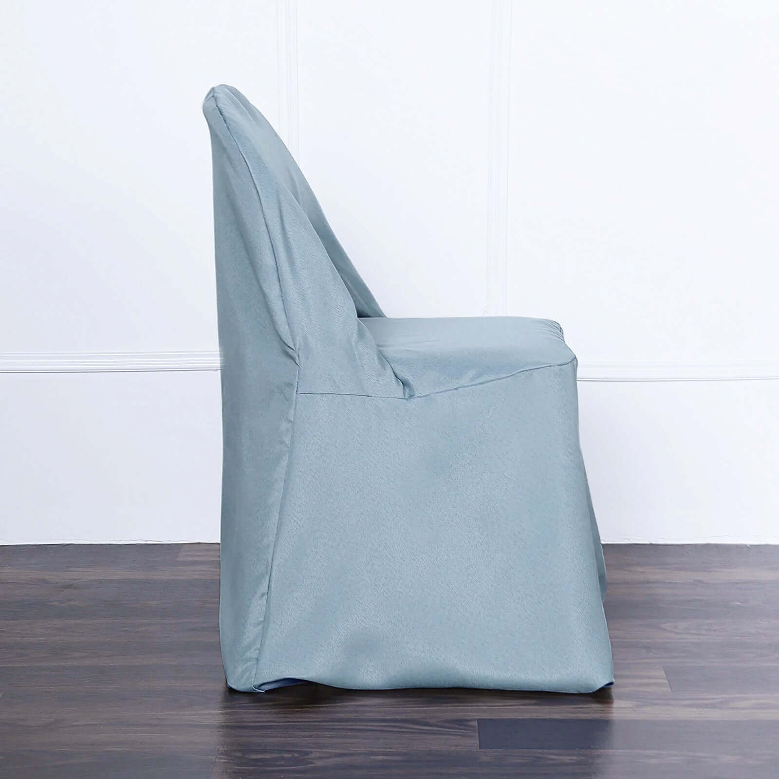 Polyester Slip On Folding Chair Covers Dusty Blue - Stain-Resistant Reusable Durable Fabric