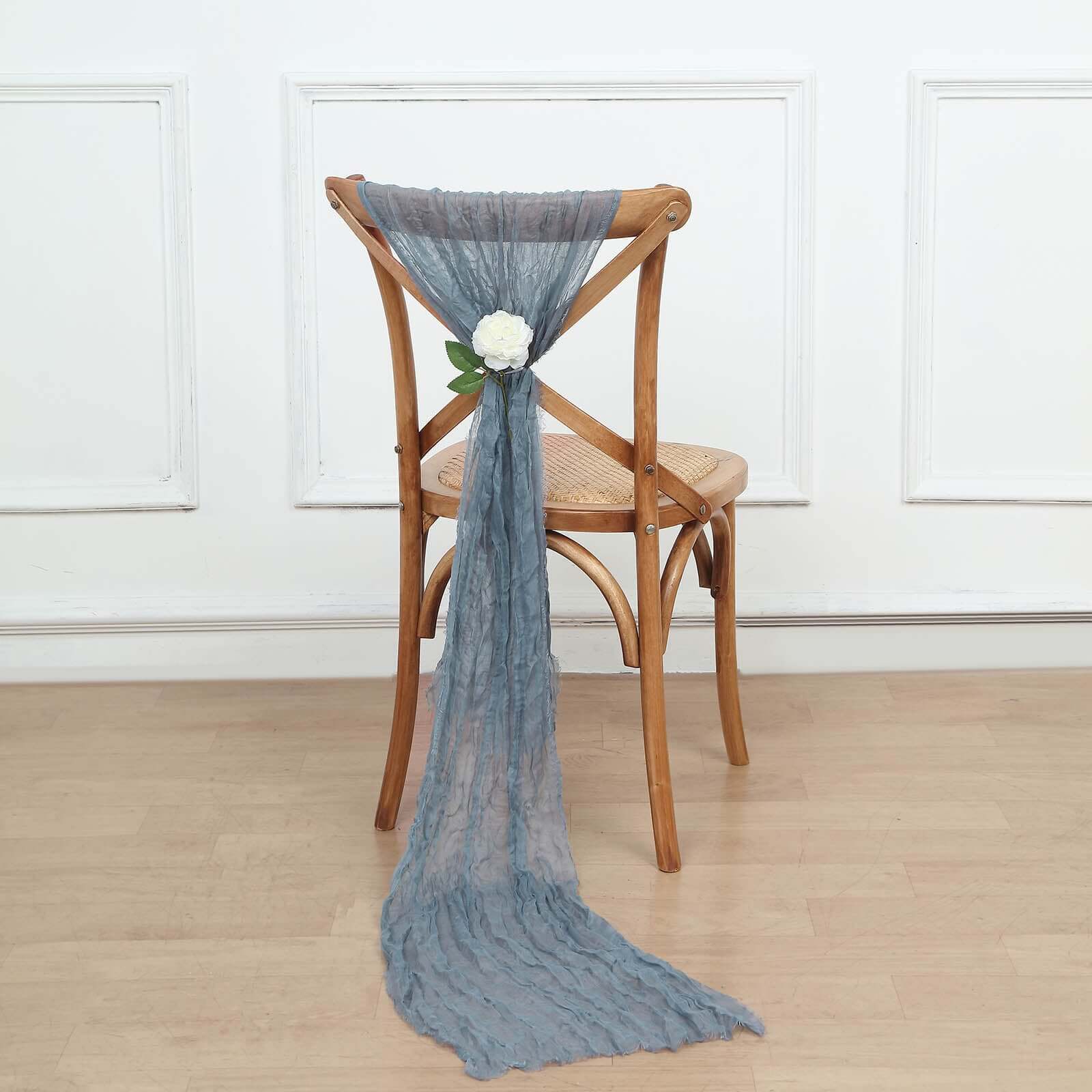 5 Pack Cheesecloth Gauze 16"x88" Chair Sashes Dusty Blue - Boho Chair Decorations