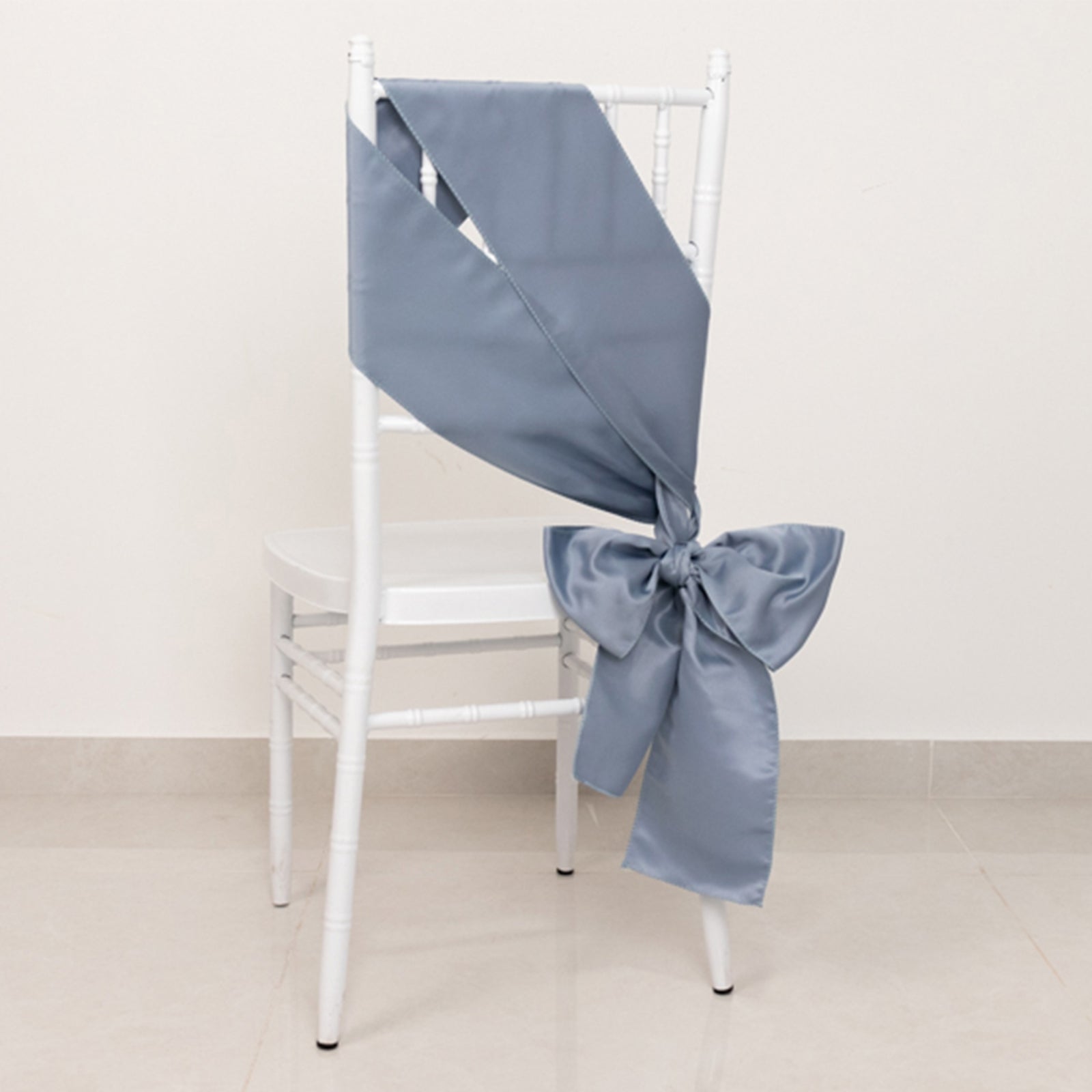 5 Pack Lamour Satin 6"x106" Chair Sashes Dusty Blue - Stylish Reusable Decorative Bows