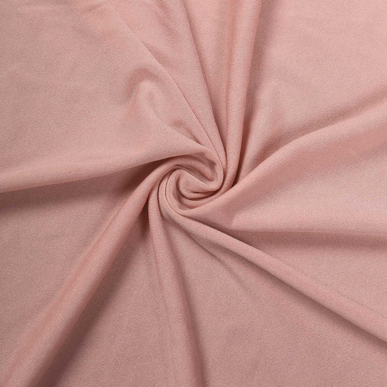 Spandex 32" Round Cocktail Table Cover Skirt Dusty Rose With Natural Wavy Drapes