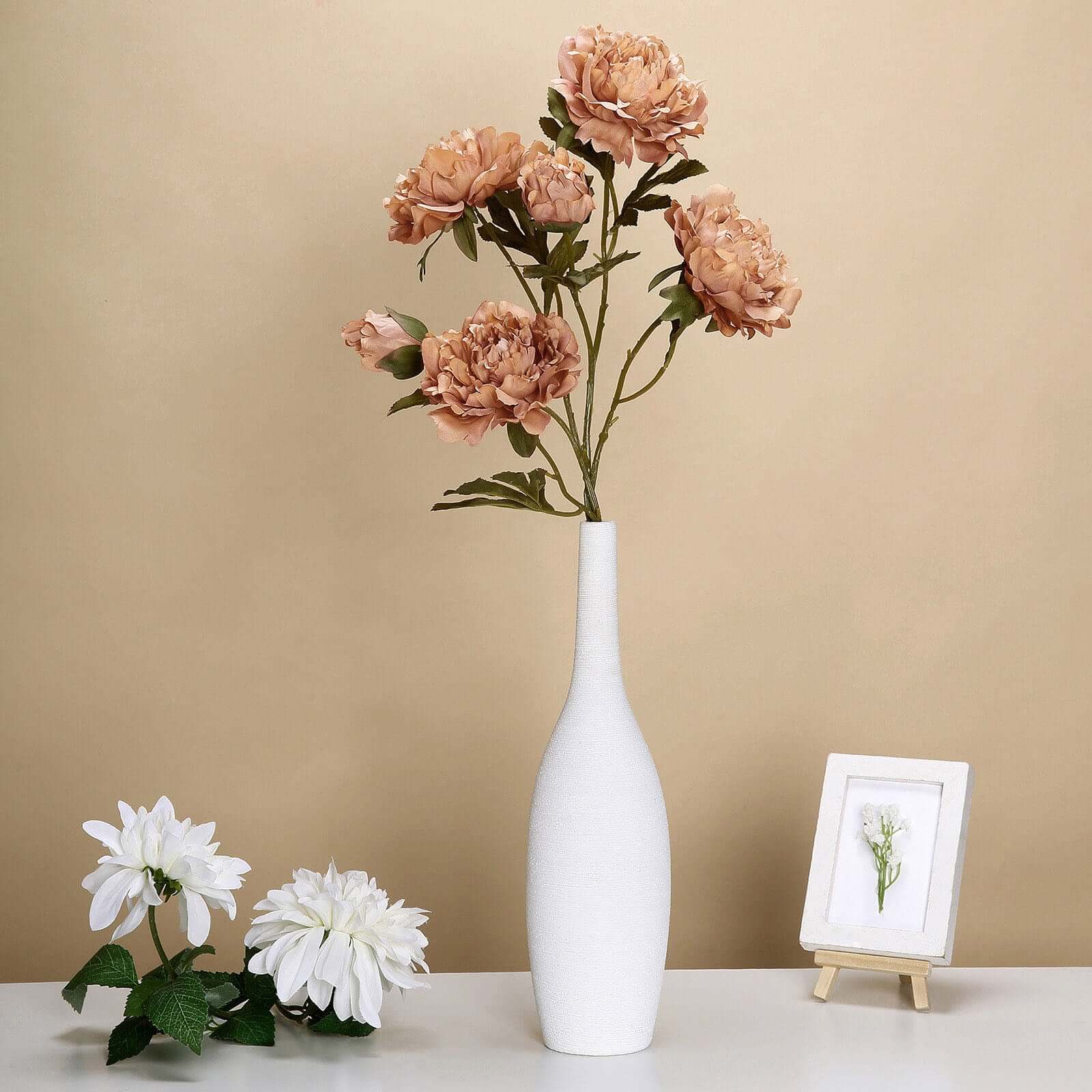 2 Bushes 29" Tall Dusty Rose Artificial Silk Peony Flower Bouquets