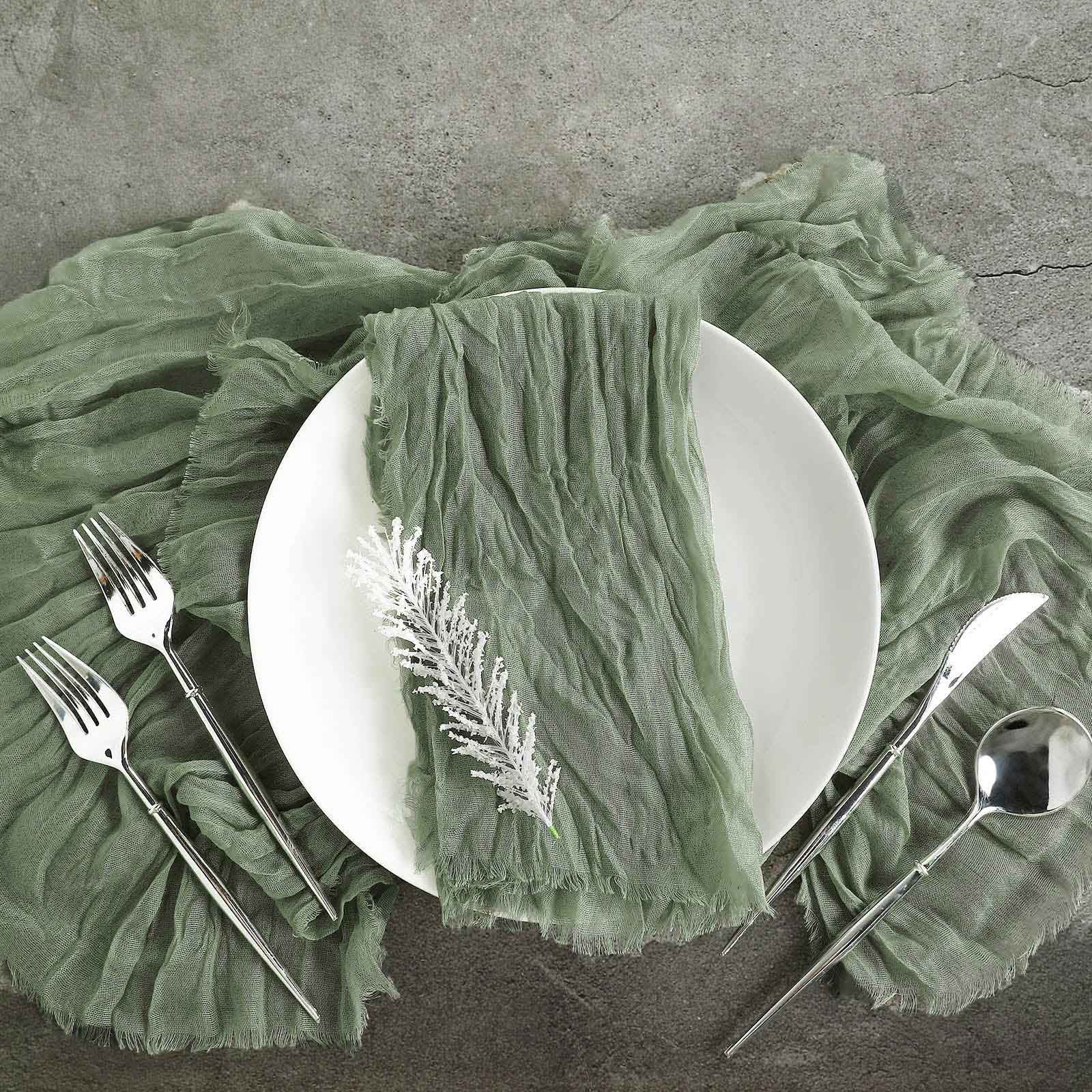 5 Pack Gauze Cheesecloth 24"x19" Napkins Dusty Sage Green Reusable Dinner Napkins