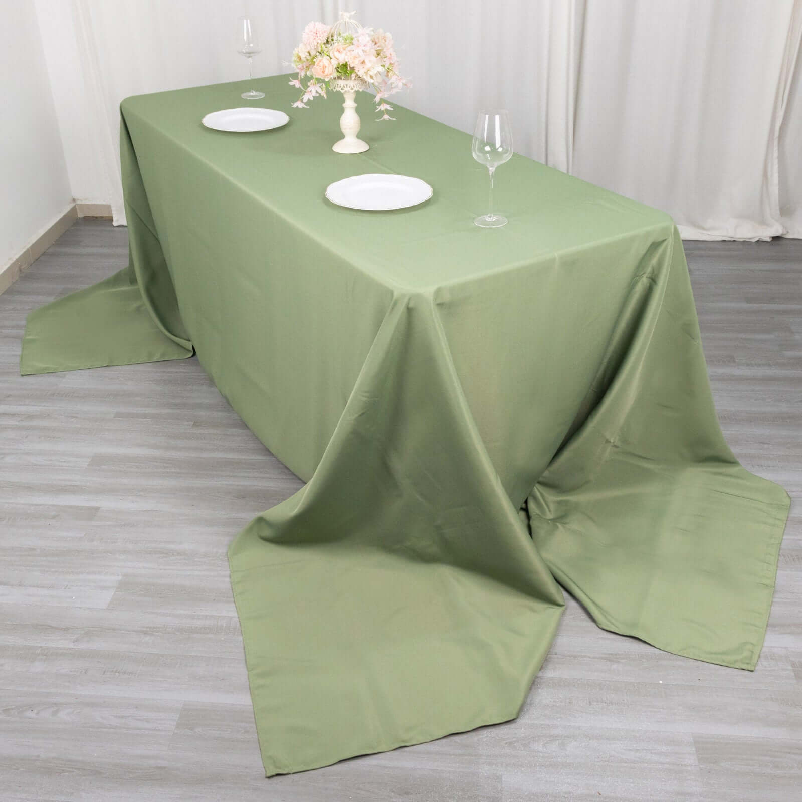 Premium Polyester 90"x156" Rectangle Tablecloth Dusty Sage Green - Seamless 220GSM Stain-Resistant Table Cover