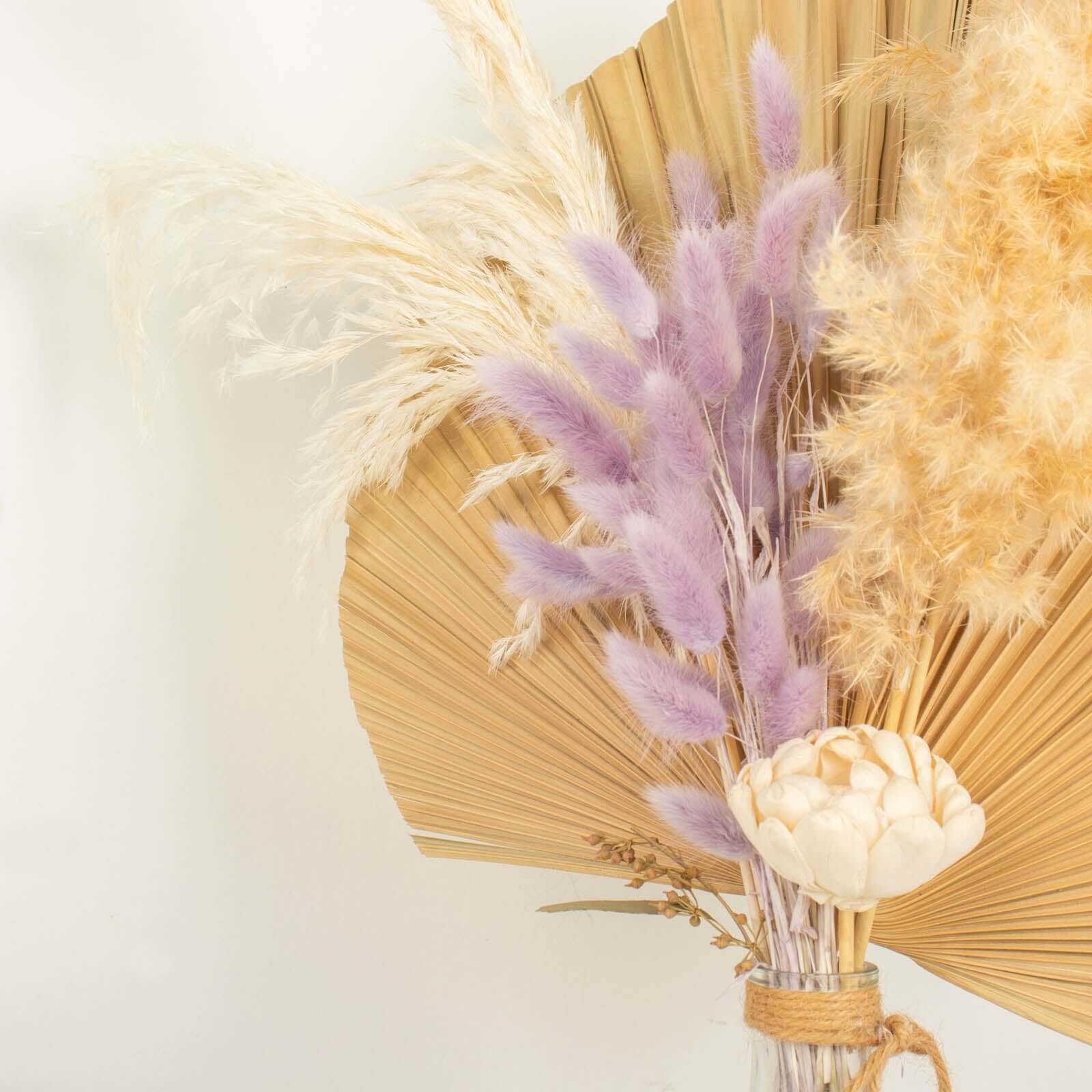 50-Pack Dried Bunny Tail Grass Lavender Lilac - Rustic Chic Lagurus Ovatus Rabbit Tail Ornamental Grass for Modern Farmhouse Decor Event Styling & Floral Displays 15"
