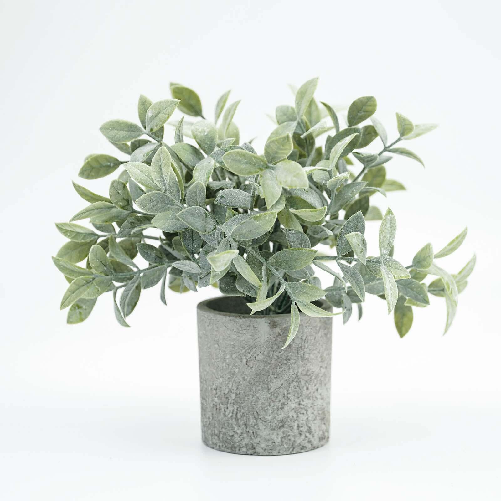 3 Plant Set Mini Potted Artificial Eucalyptus, Rosemary and Boxwood Faux Planter Collection - Small Decorative Faux Herb Garden for Desk Countertops Table Shelf Display 9"