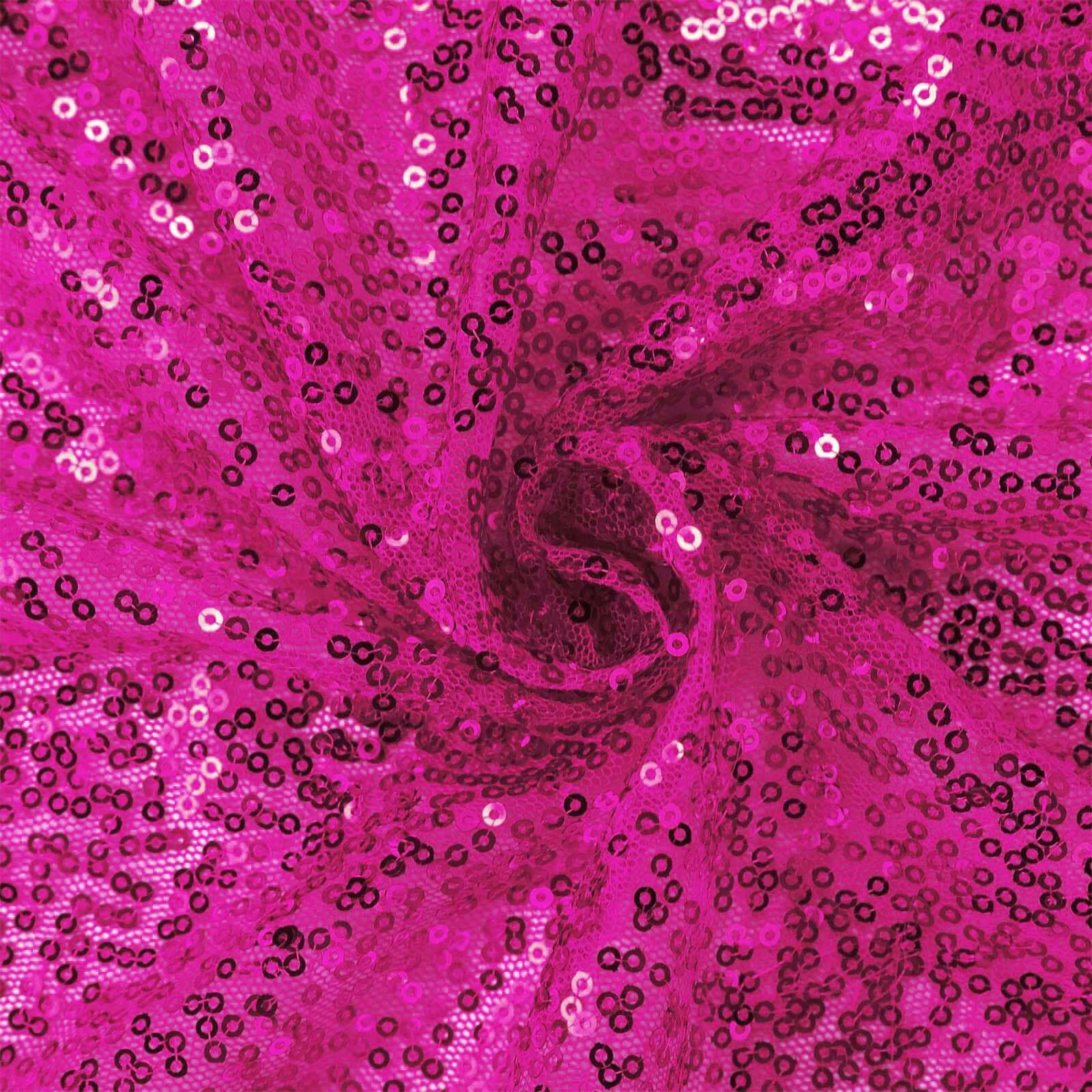 Sequin 90"x156" Rectangle Tablecloth Fuchsia - Seamless Twinkling Table Cover