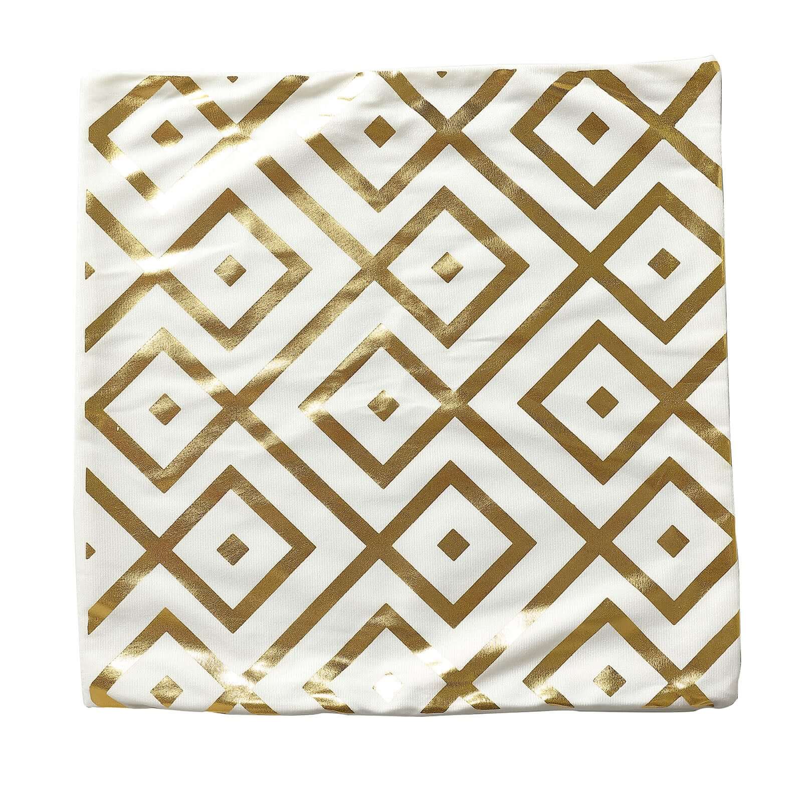 Set Of 4 18" White Gold Foil Geometric Print Throw Pillow Covers, Velvet Square Sofa Cushion Covers