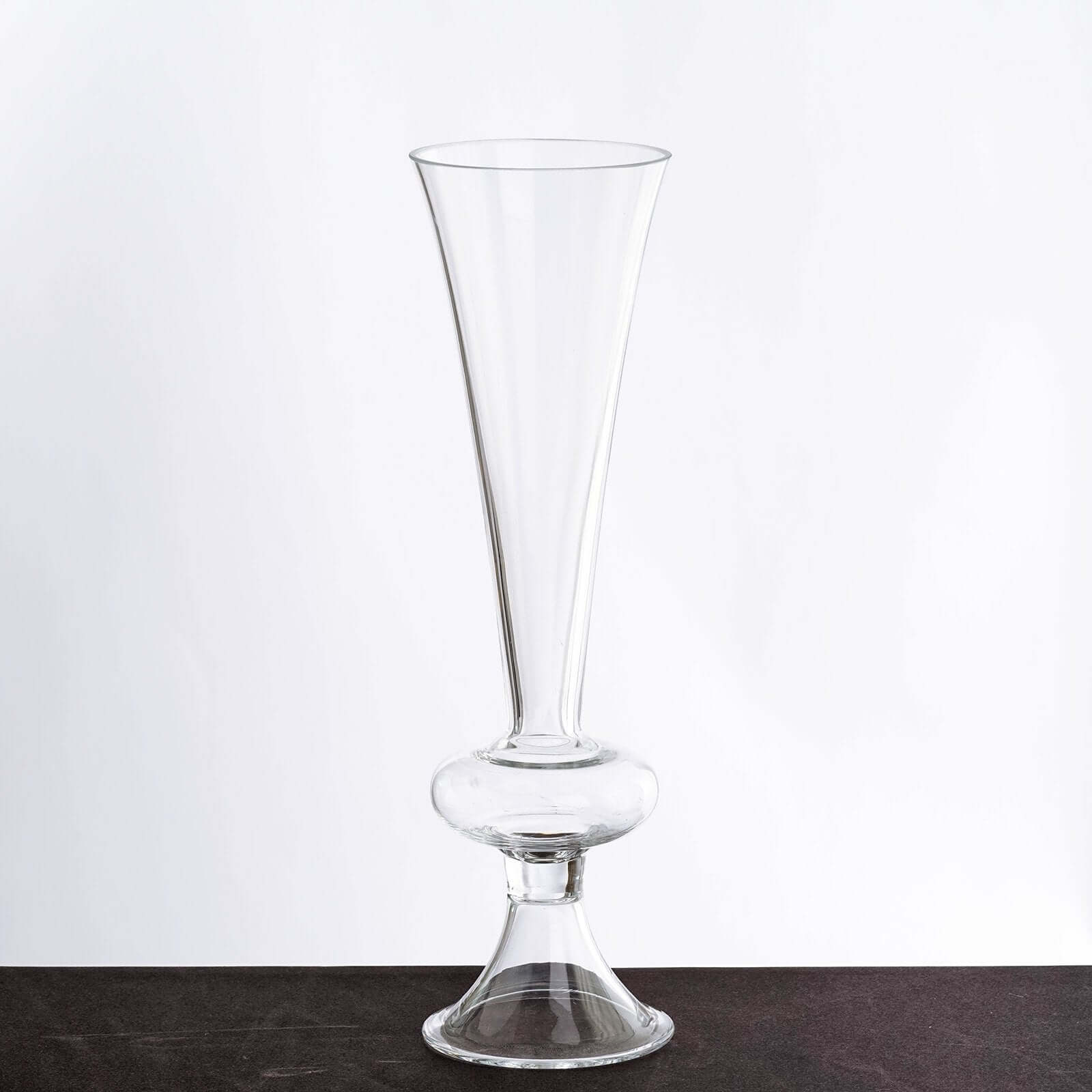 4-Pack Glass Trumpet Vases Reversible Crystal Ball Design Clear - Decorative Flower Table Centerpieces 11"