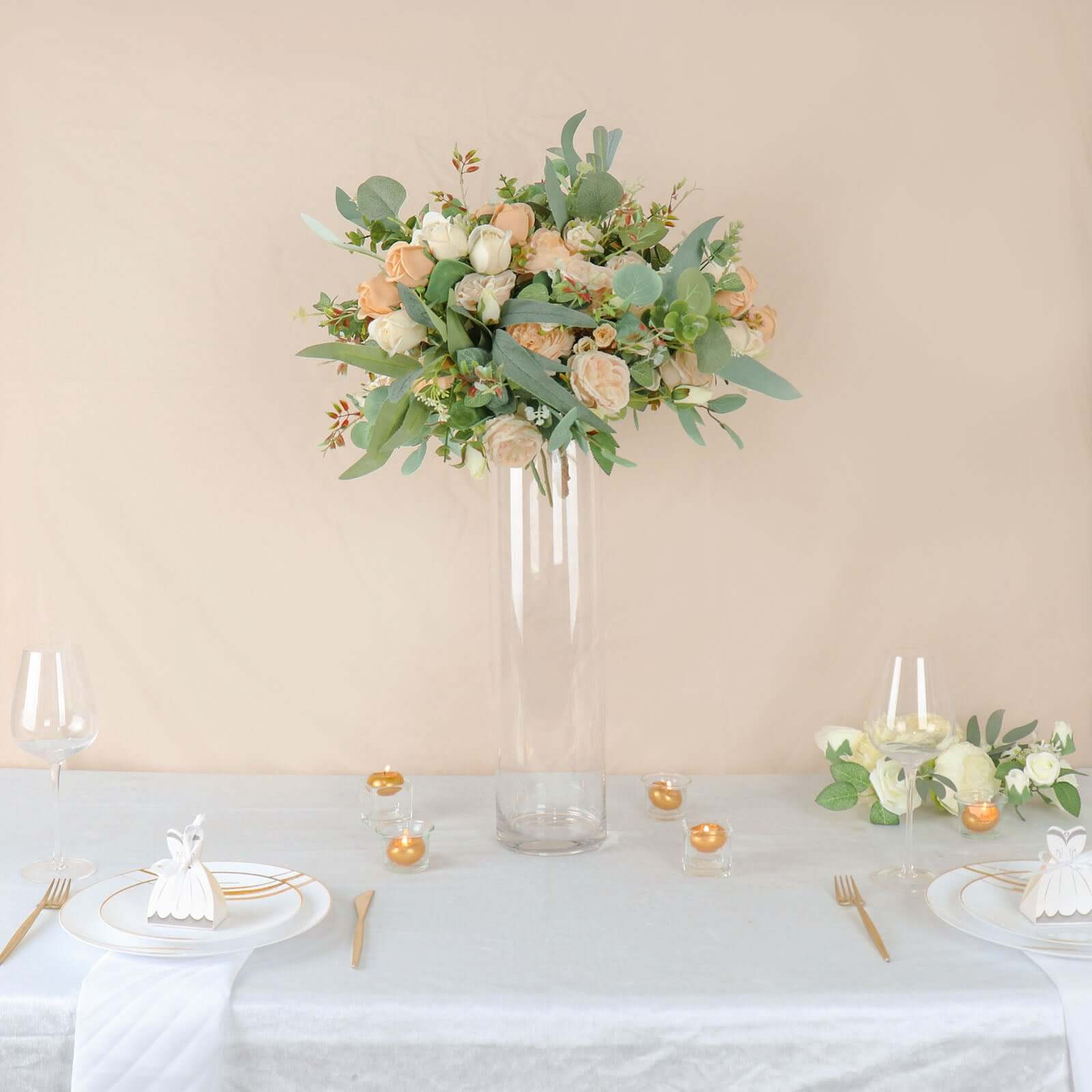 6-Pack Glass Flower Vases Cylinder Design Heavy Duty Clear - Stylish Centerpieces for Weddings 20"