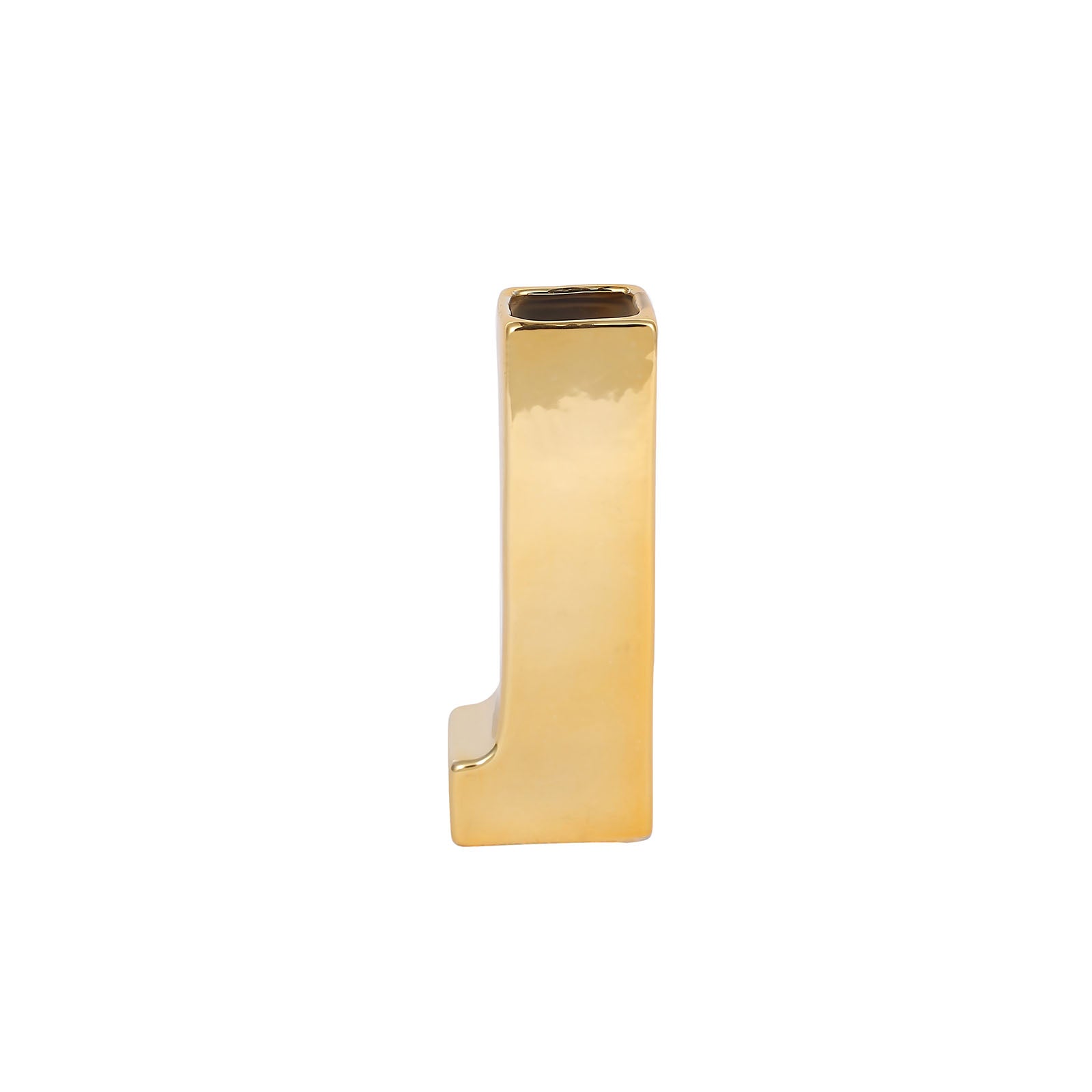 Shiny Ceramic Vase Letter "J" Gold Plated - Chic Bud Planter Pot for Events & Decor 6"