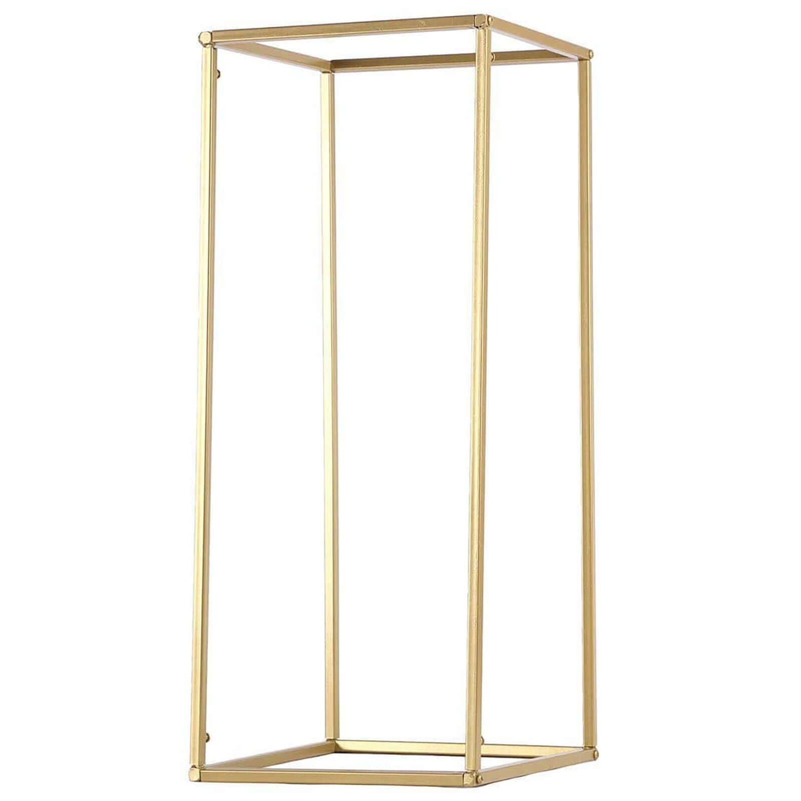 2-Pack Wedding Flower Stand Gold Metal Geometric Column Frame Rectangular - Versatile Floral Pedestal for Sophisticated Arrangements 24"
