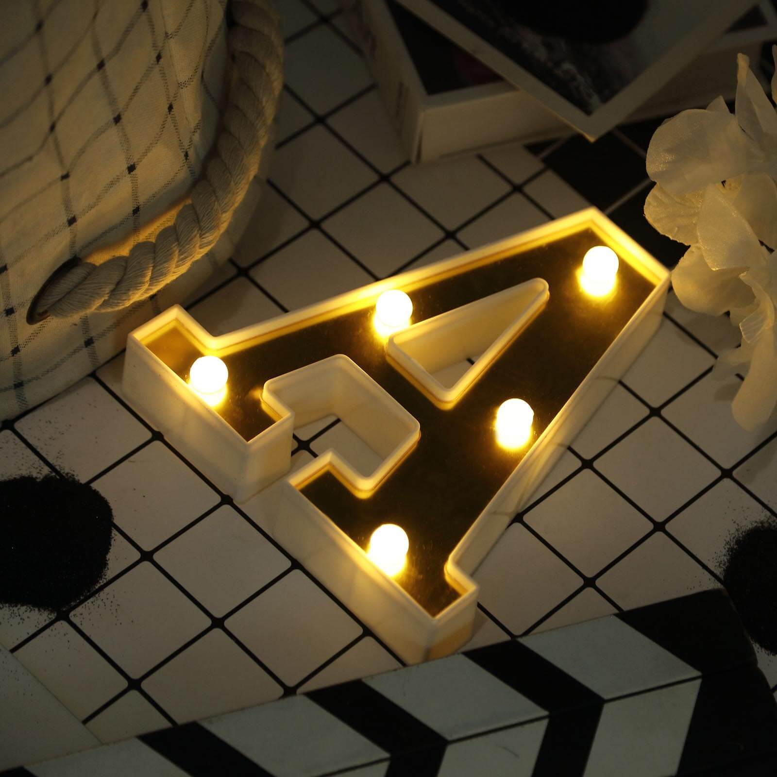 3D Marquee Letter "A" Warm White 5 LED Lights Gold - Chic Light-Up Decor for Events 6"