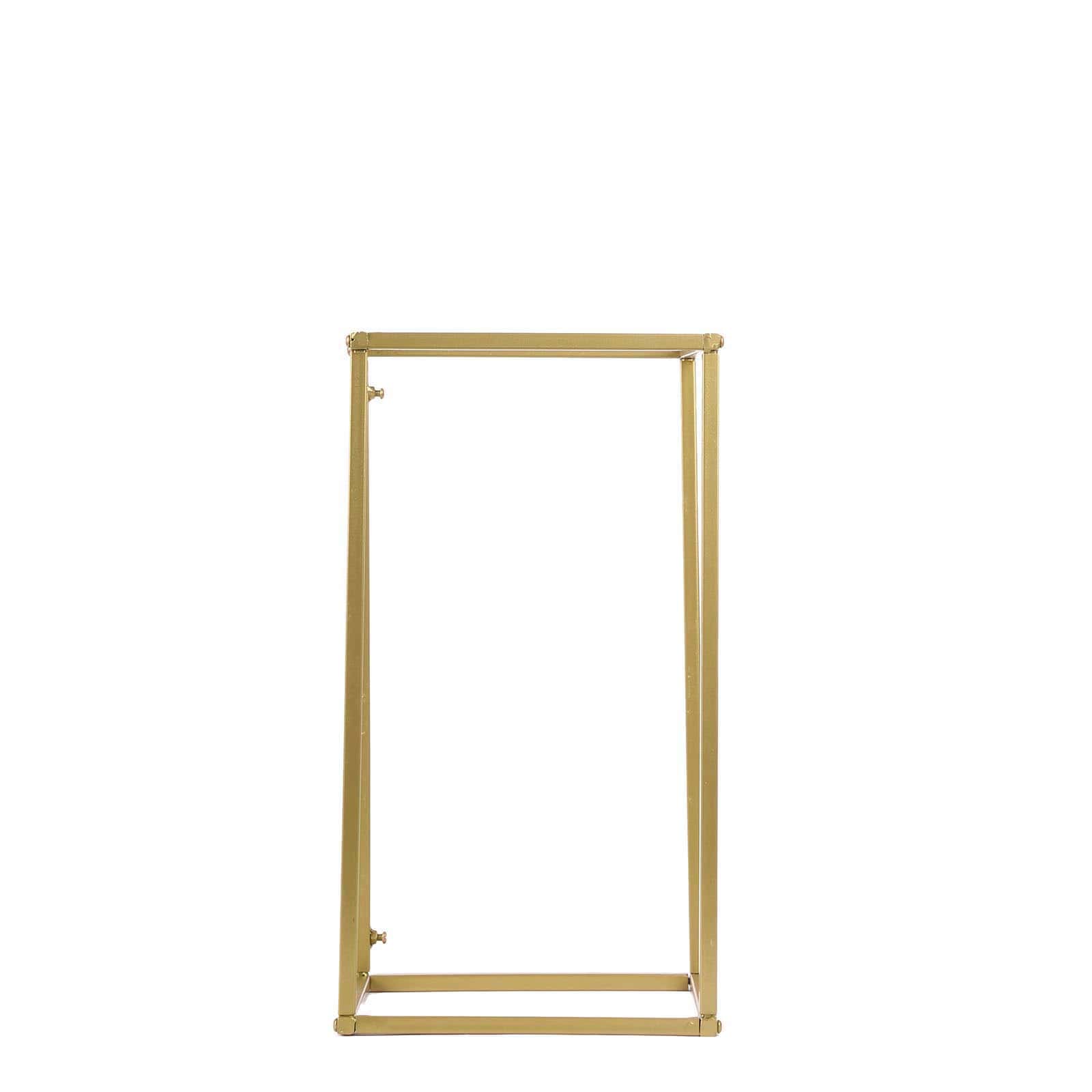 2-Pack Wedding Flower Stand Gold Metal Geometric Column Frame Rectangular - Versatile Floral Pedestal for Sophisticated Arrangements 16"