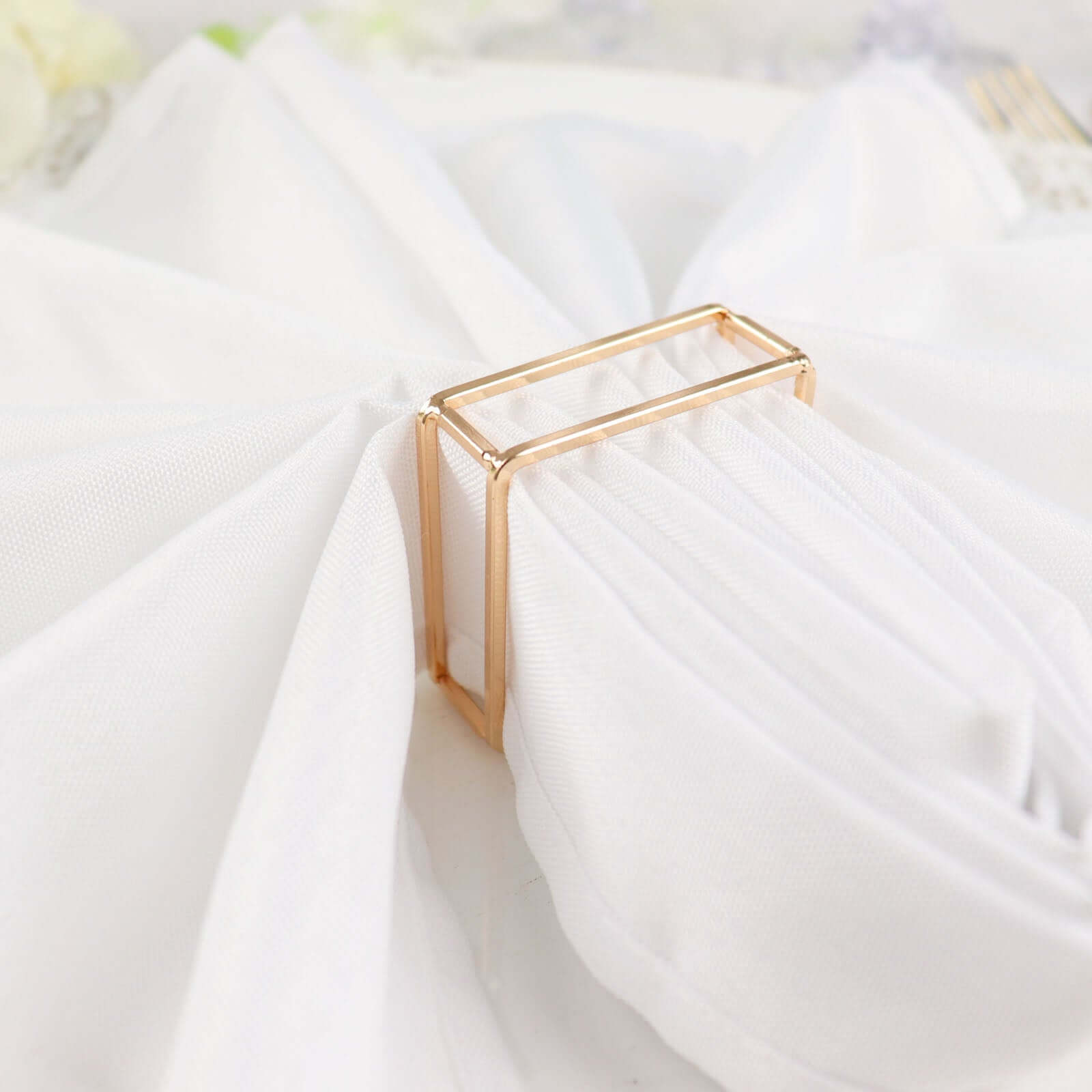 4 Pack Gold Metal Hollow Square Napkin Rings, Modern Geometric Cube Napkin Holders