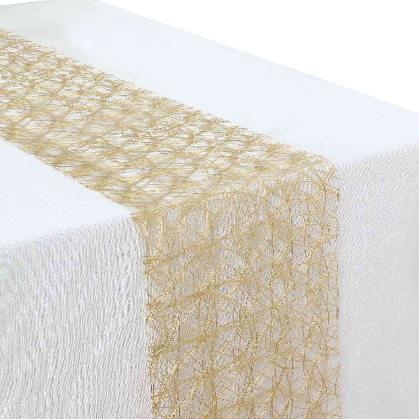 Polyester 12"x108" Table Runner Metallic Gold Disposable Non-Woven Fiber Roll - Stylish & Chic Table Decor