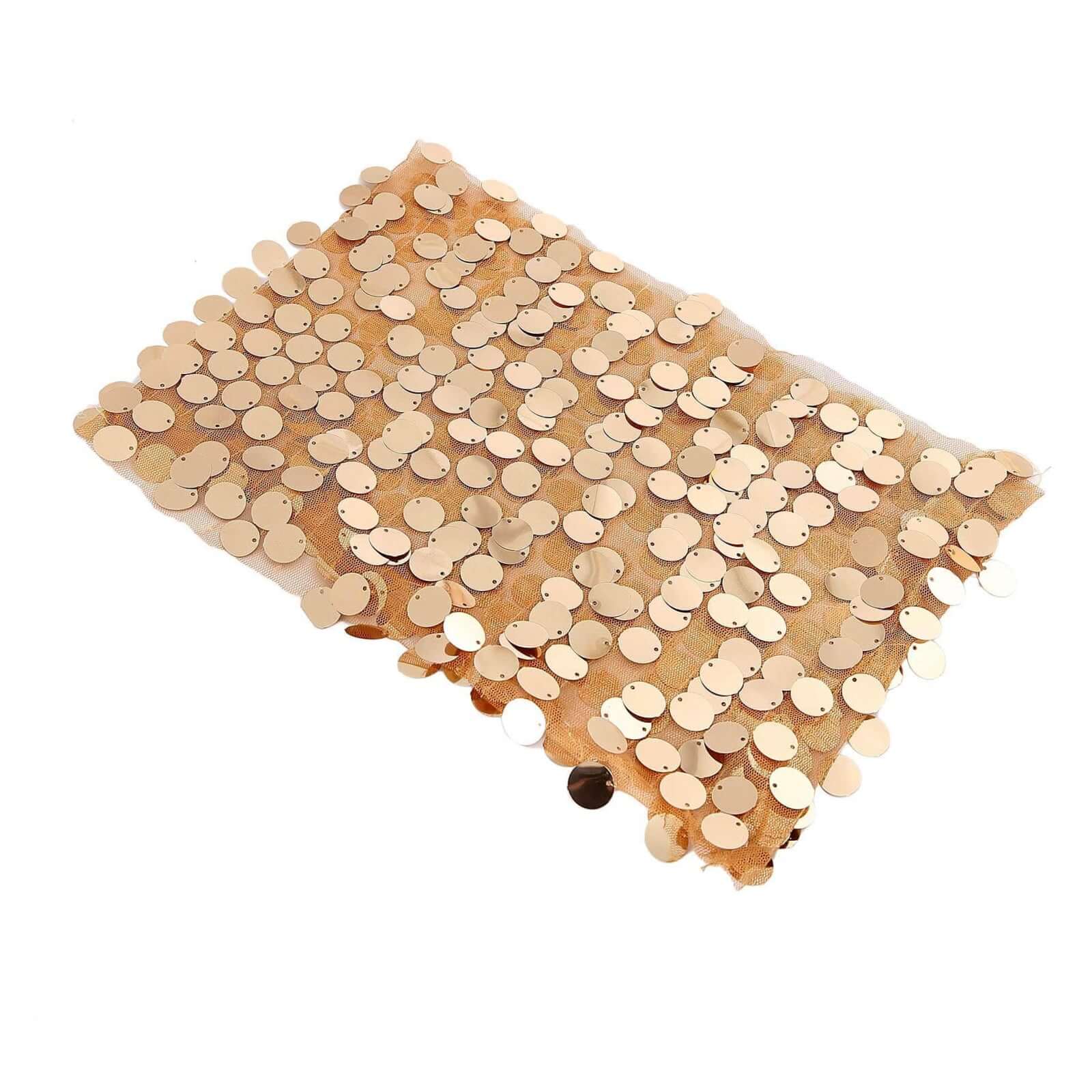 5 Pack Big Payette Sequin 13"x10" Chair Sash Bands Gold - Stylish Glittering Decor for Weddings & Gatherings